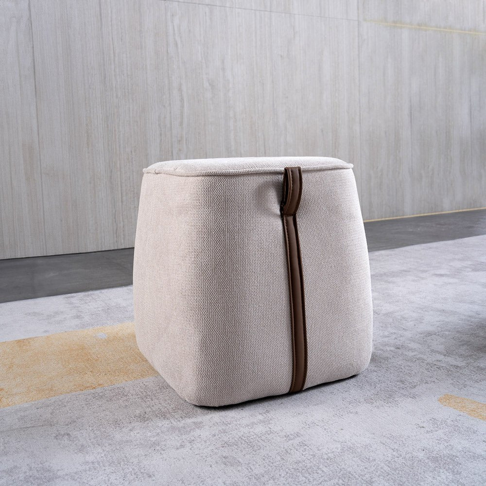 Brady Cream Fabric Stool - MidinMod