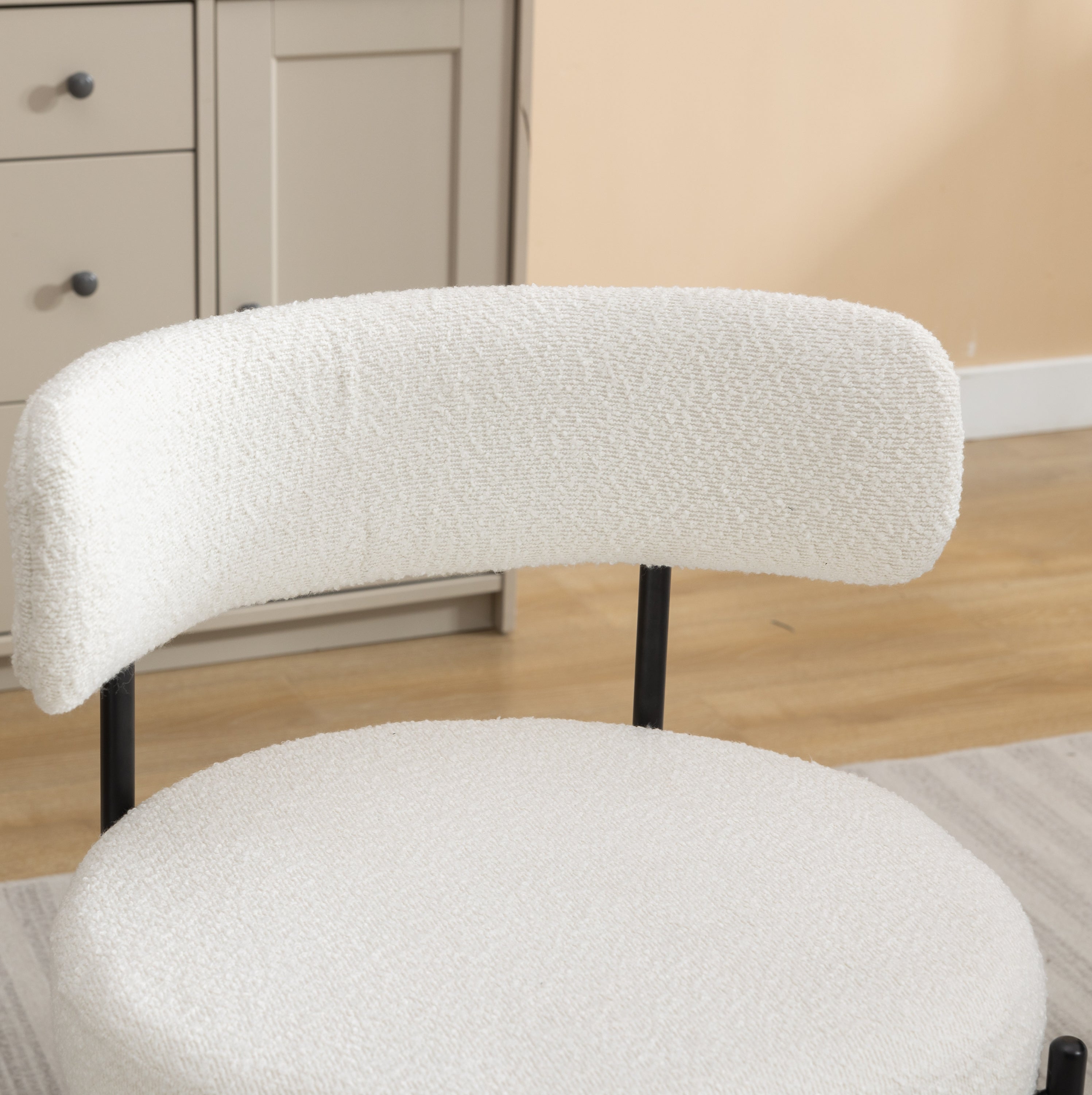 Burbank Modern Round Boucle Dining Chairs - MidinMod