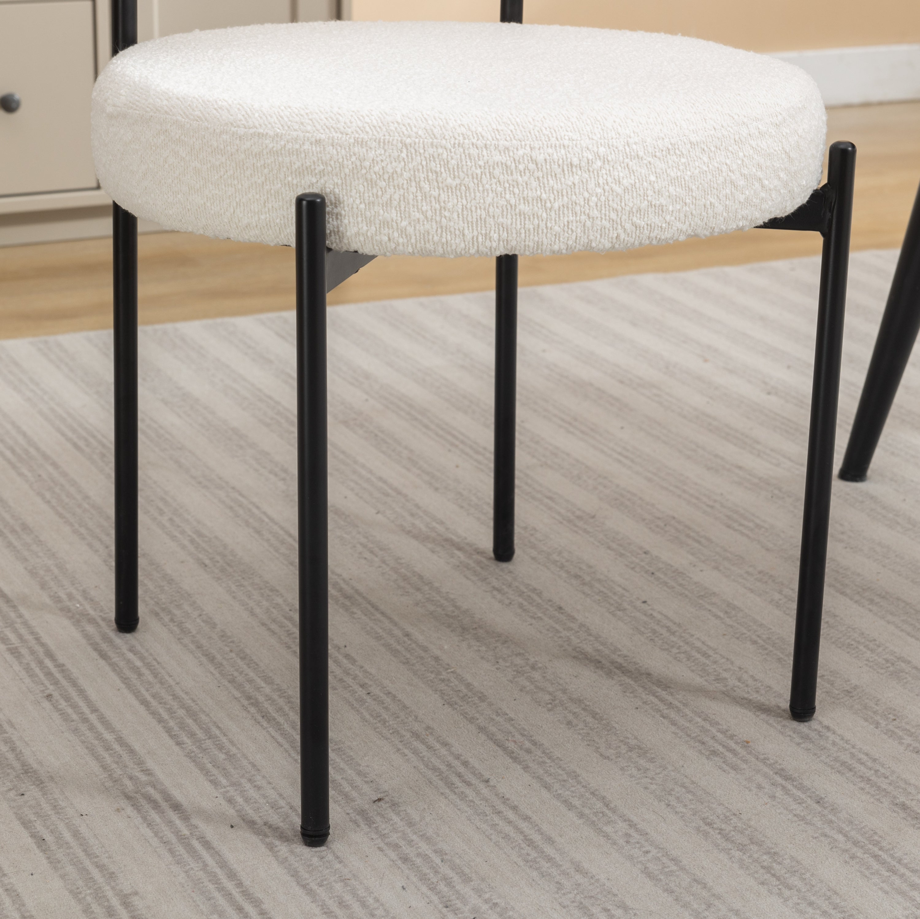 Burbank Modern Round Boucle Dining Chairs - MidinMod