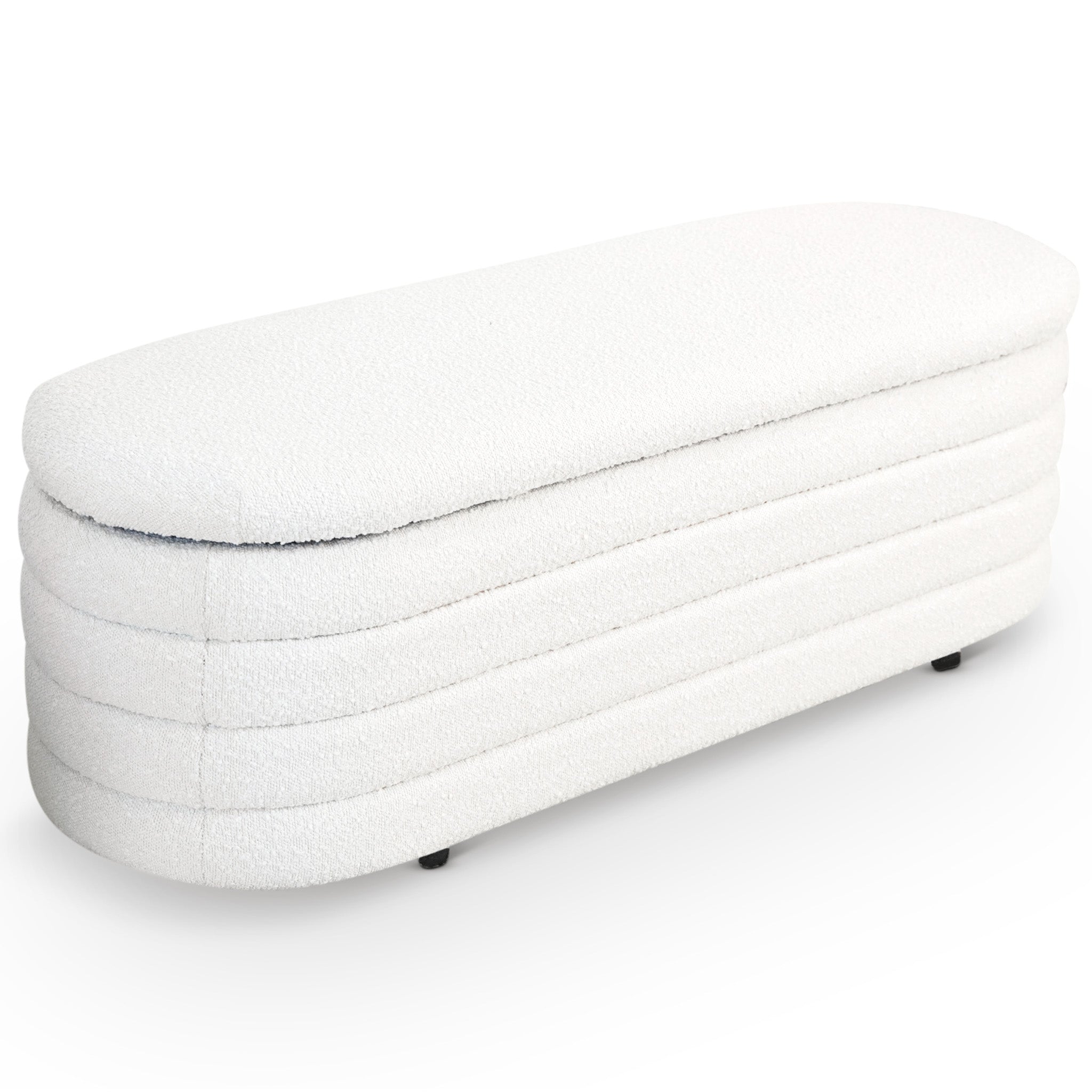 Calion White Boucle Storage Bench - MidinMod