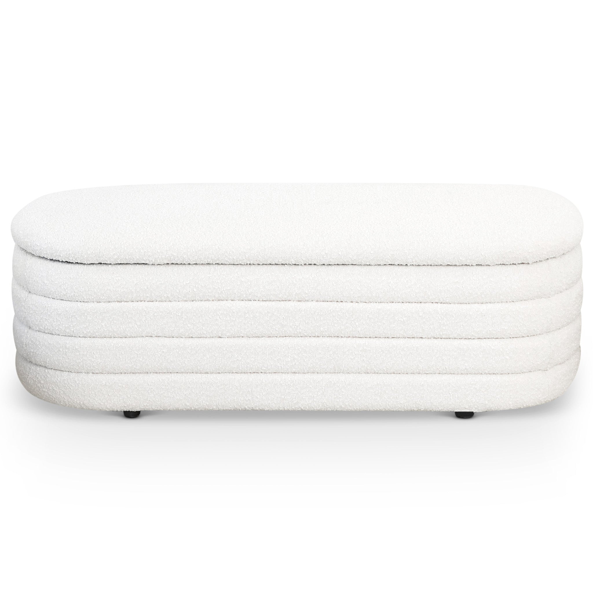 Calion White Boucle Storage Bench - MidinMod
