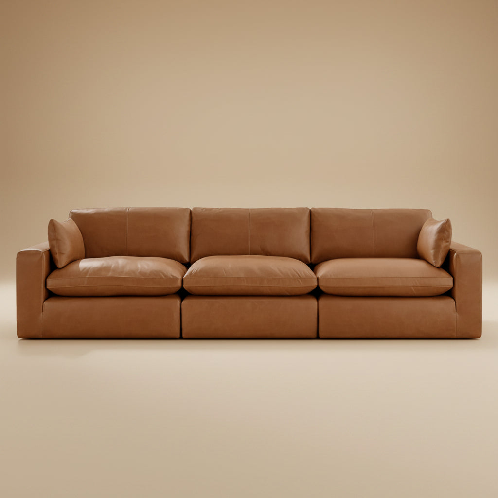 Emilia Caramel Leather 3-Piece Sofa