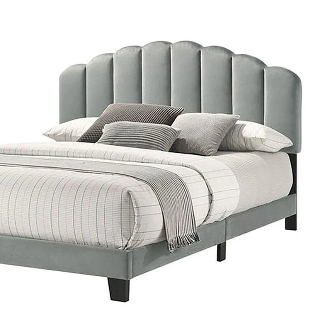 Christi Light Gray Queen Bed | Contemporary Fully Upholstered Channel Tufted Bed Frame | MidinMod