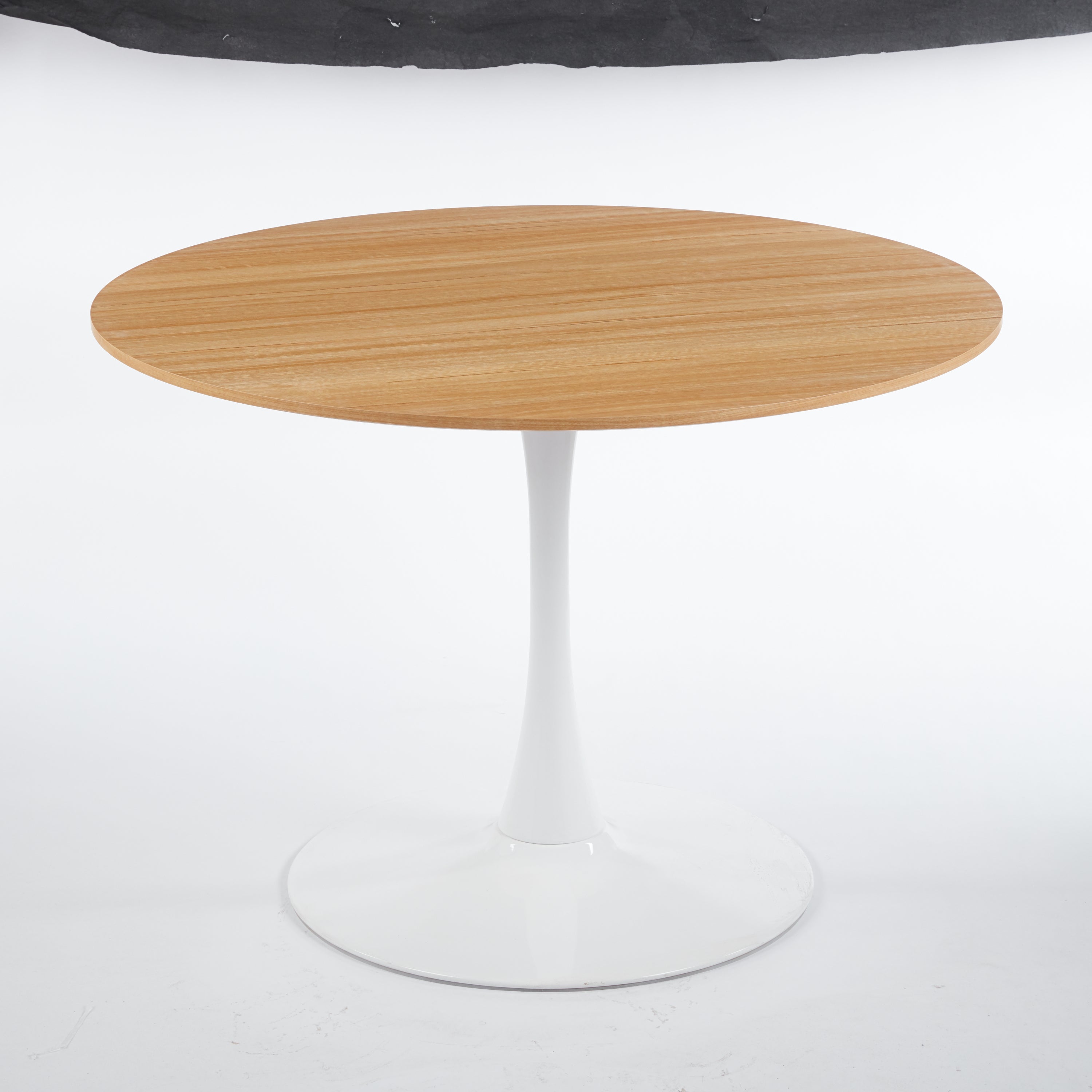 Modern Round White & Light Oak Dining Table - MidinMod