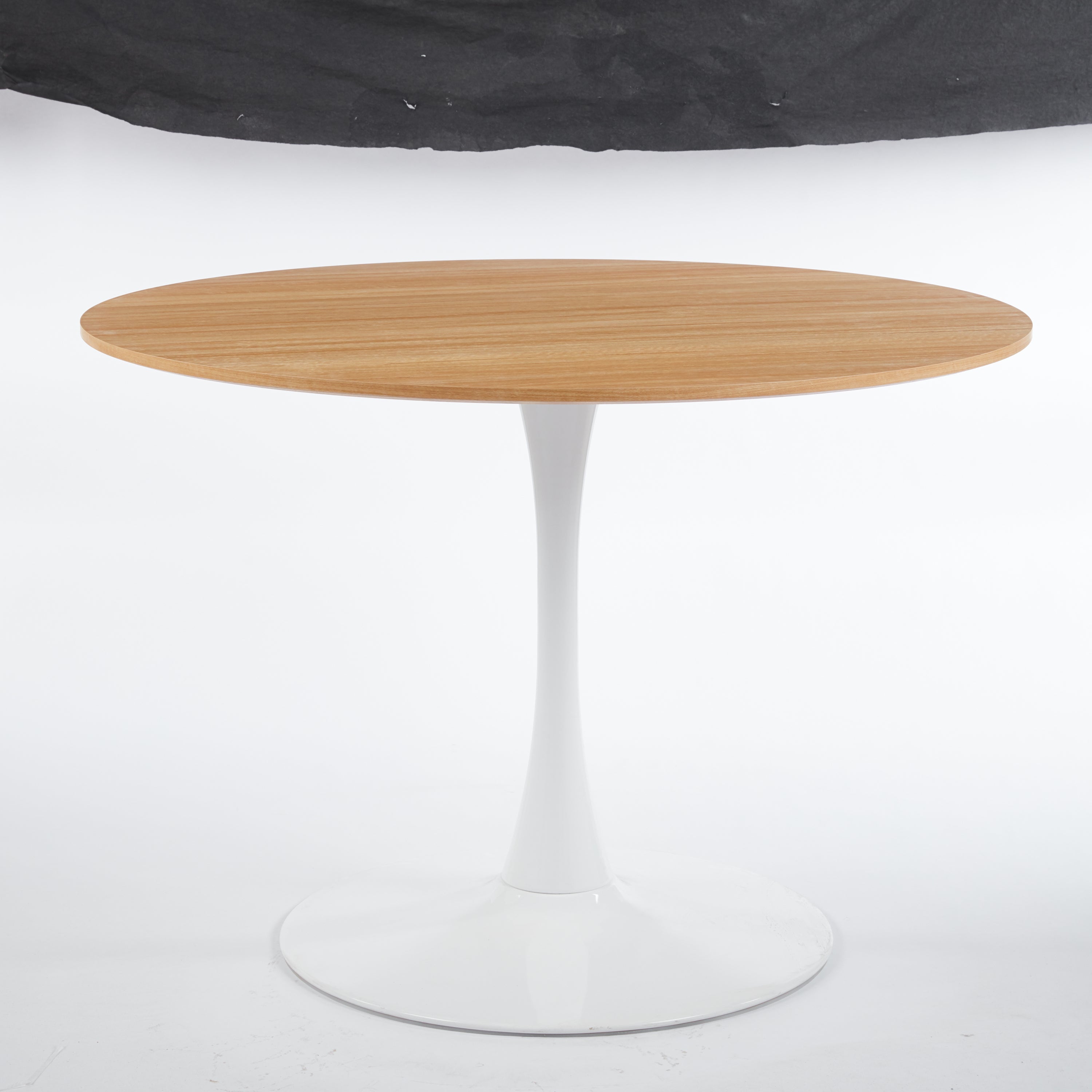 Modern Round White & Light Oak Dining Table - MidinMod