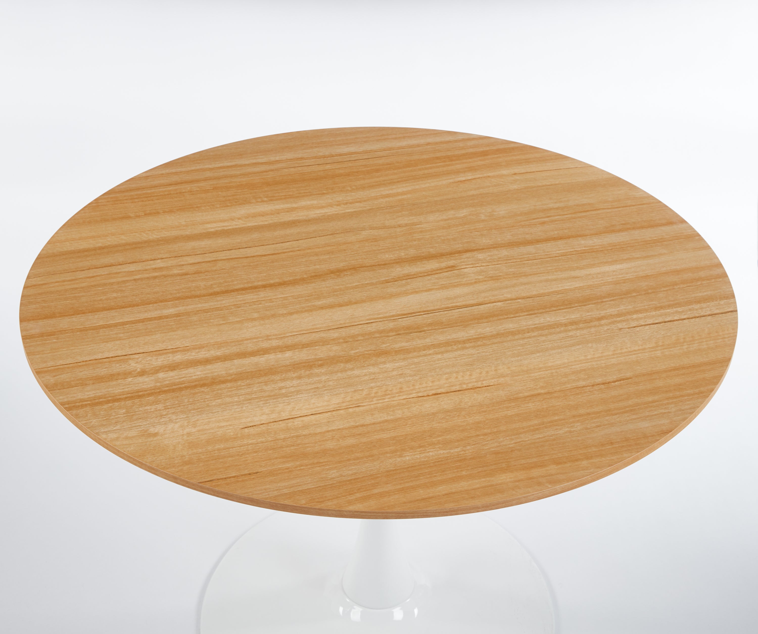 Modern Round White & Light Oak Dining Table - MidinMod