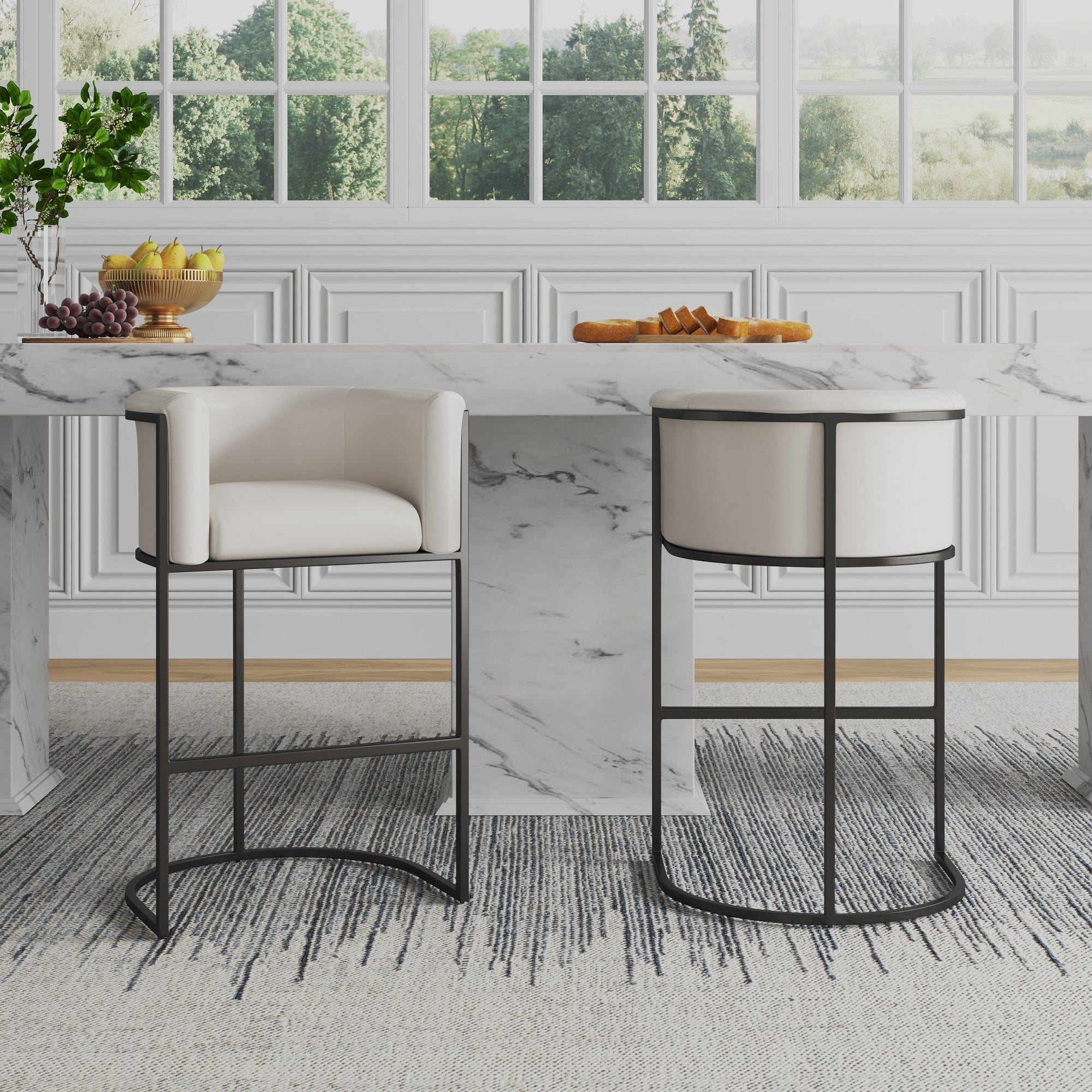 Cosmopolitan Cream Barstool | Modern Vegan Leather Seating for Home Bars & Kitchens | MidinMod