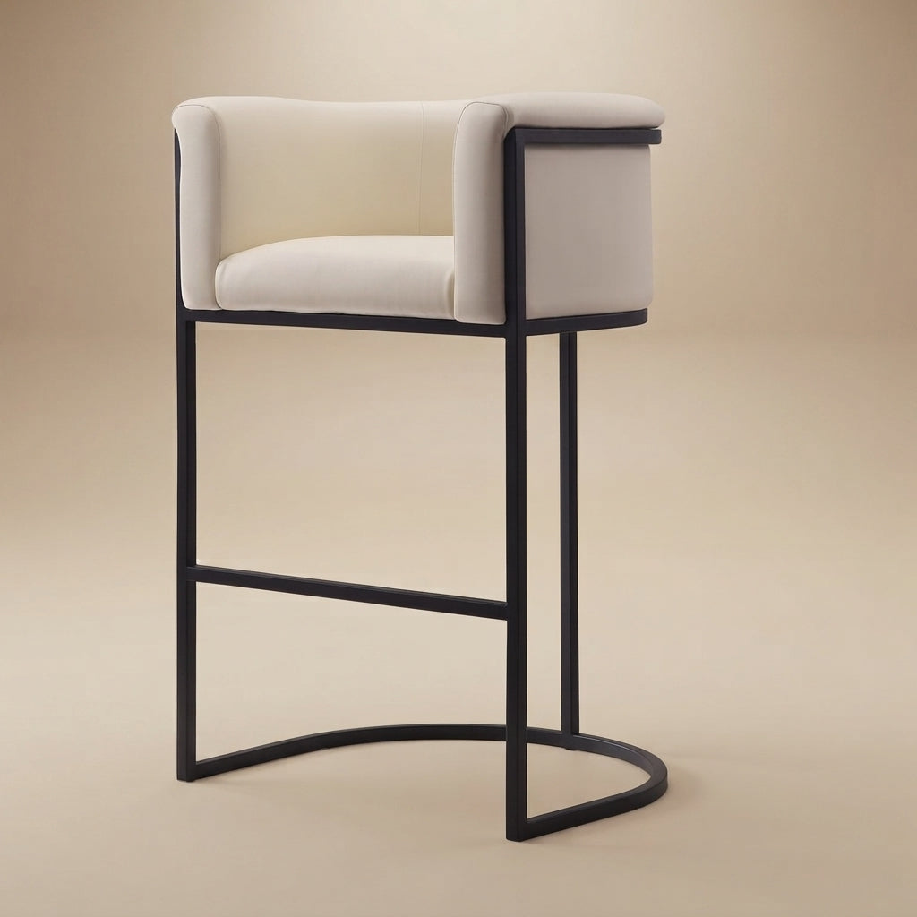 Cosmopolitan Modern Cream Vegan Leather Barstool