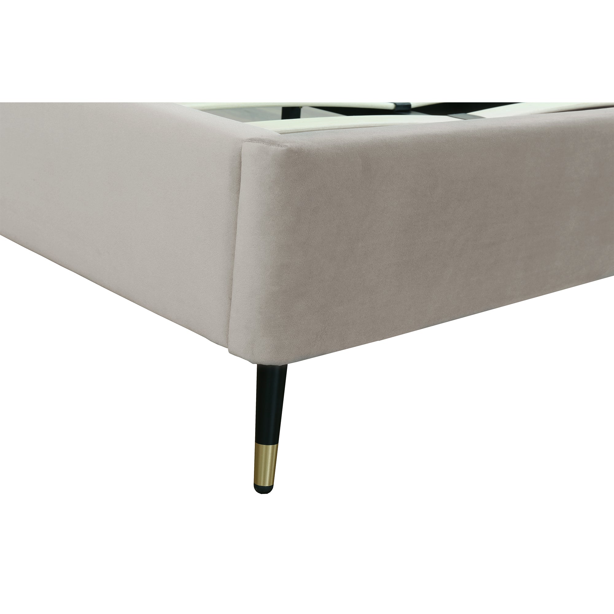 Crosby Queen-Size Bed in Greige | Modern Upholstered Velvet Bed Frame | MidinMod