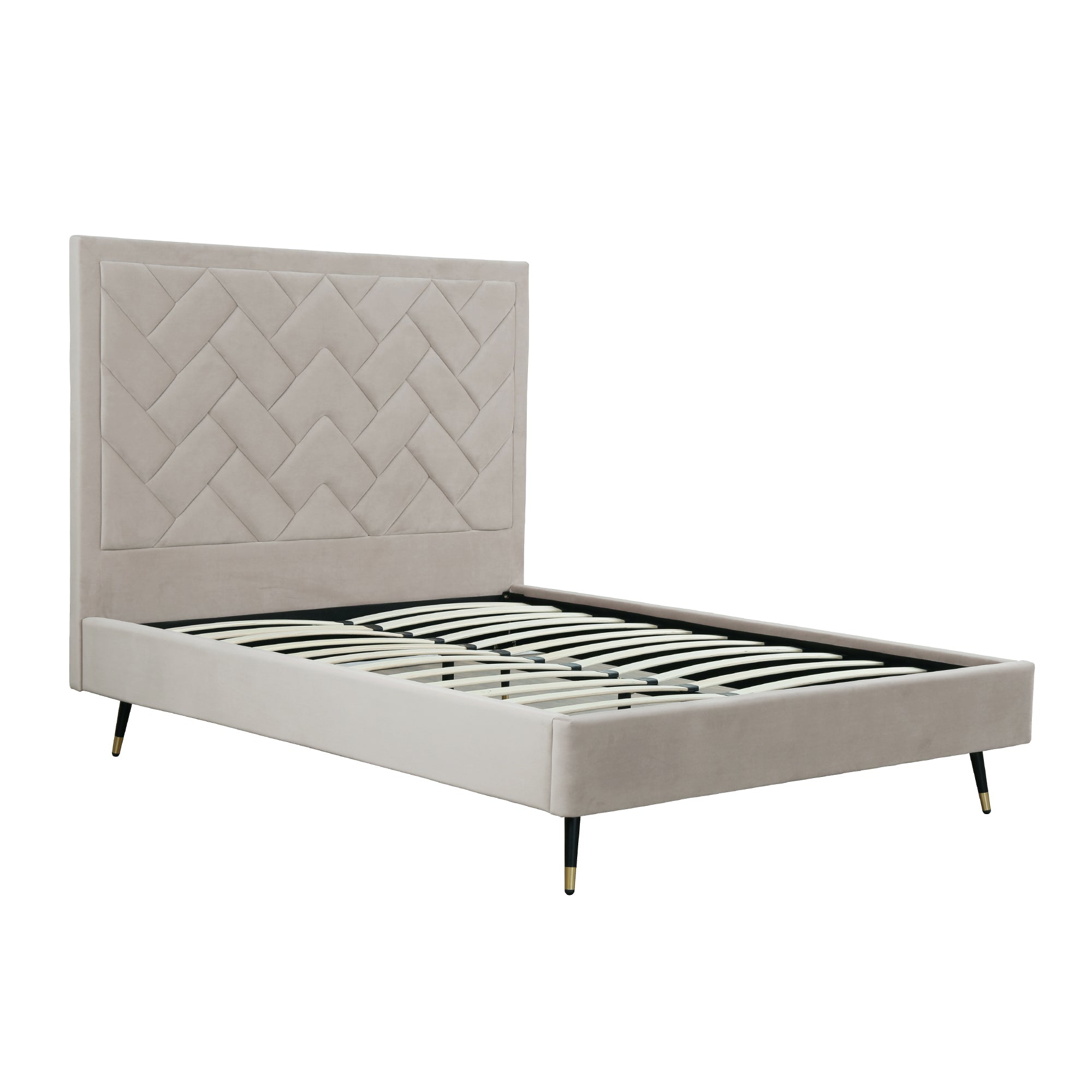 Crosby Queen-Size Bed in Greige | Modern Upholstered Velvet Bed Frame | MidinMod