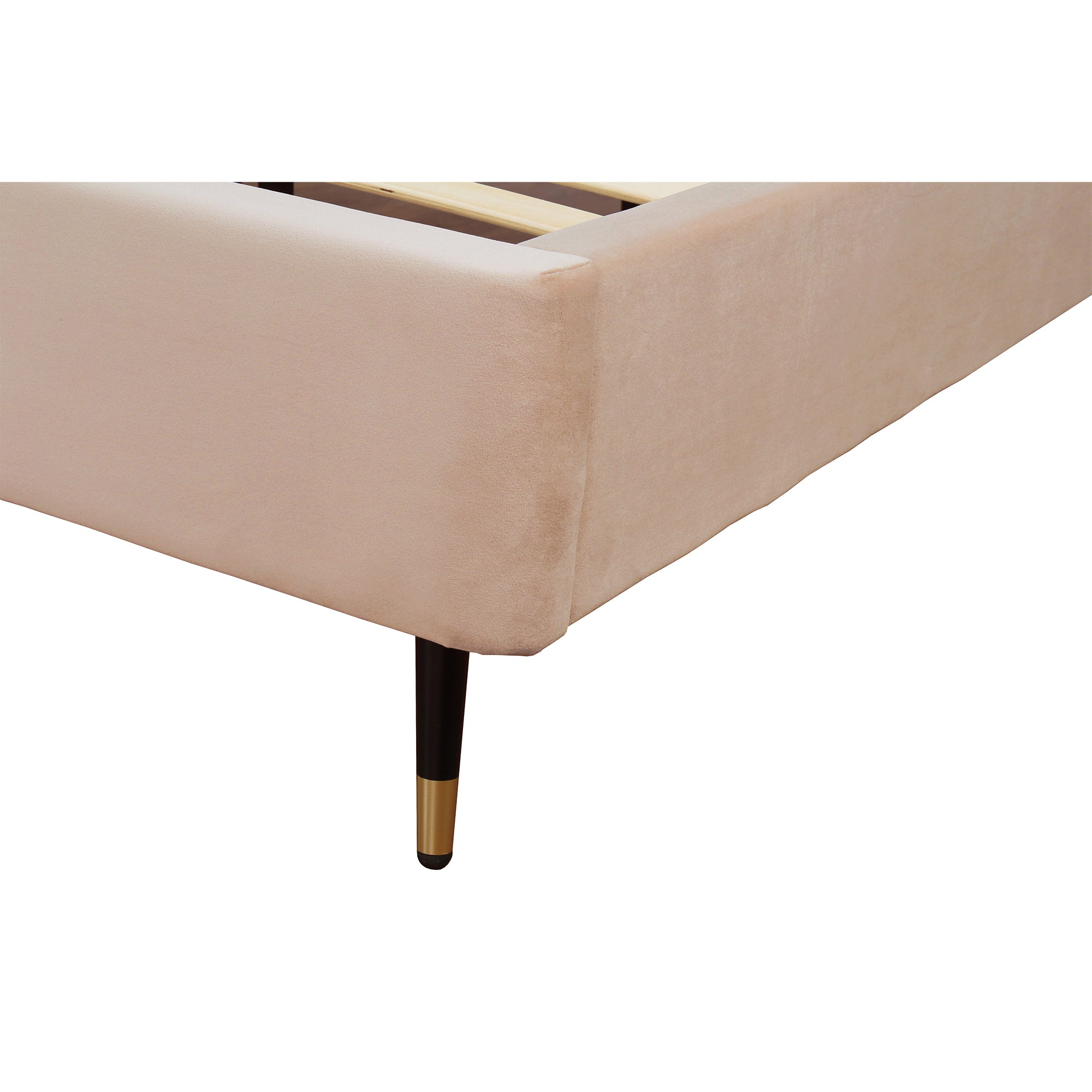Crosby Queen-Size Bed in Nude | Modern Velvet Upholstered Bed Frame | MidinMod