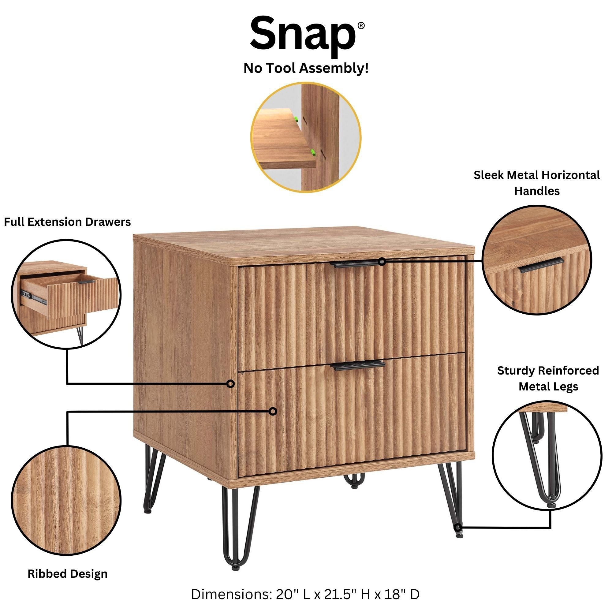 Dumbo 2.0 Nightstand in Golden Brown | Contemporary Bedside Storage | MidinMod
