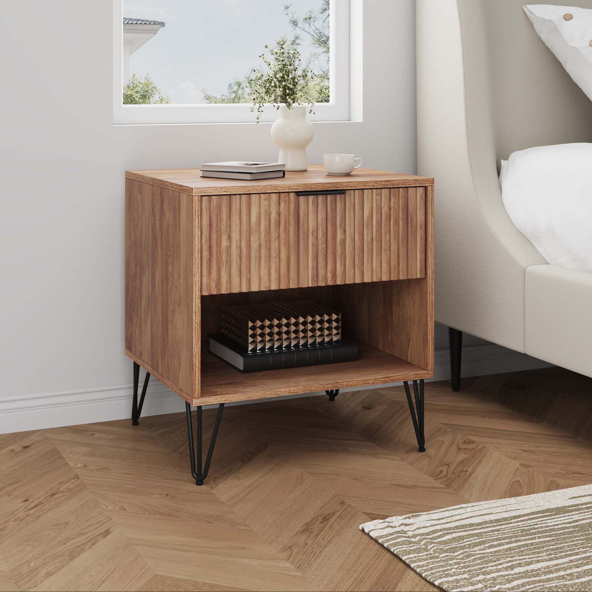 Dumbo 2.0 Modern Golden Brown Nightstand | Stylish Bedside Storage | MidinMod