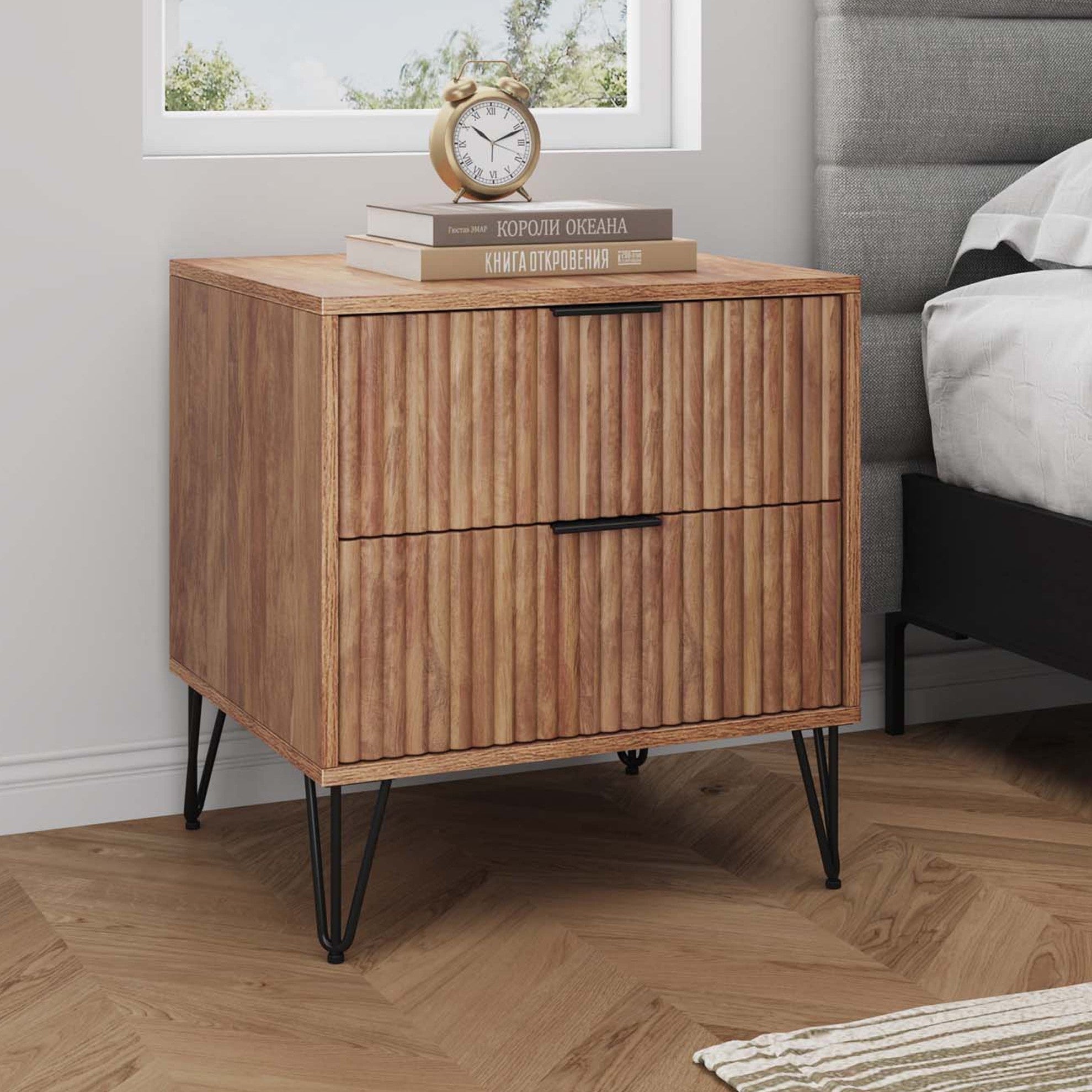 Dumbo 2.0 Nightstand in Golden Brown | Contemporary Bedside Storage | MidinMod
