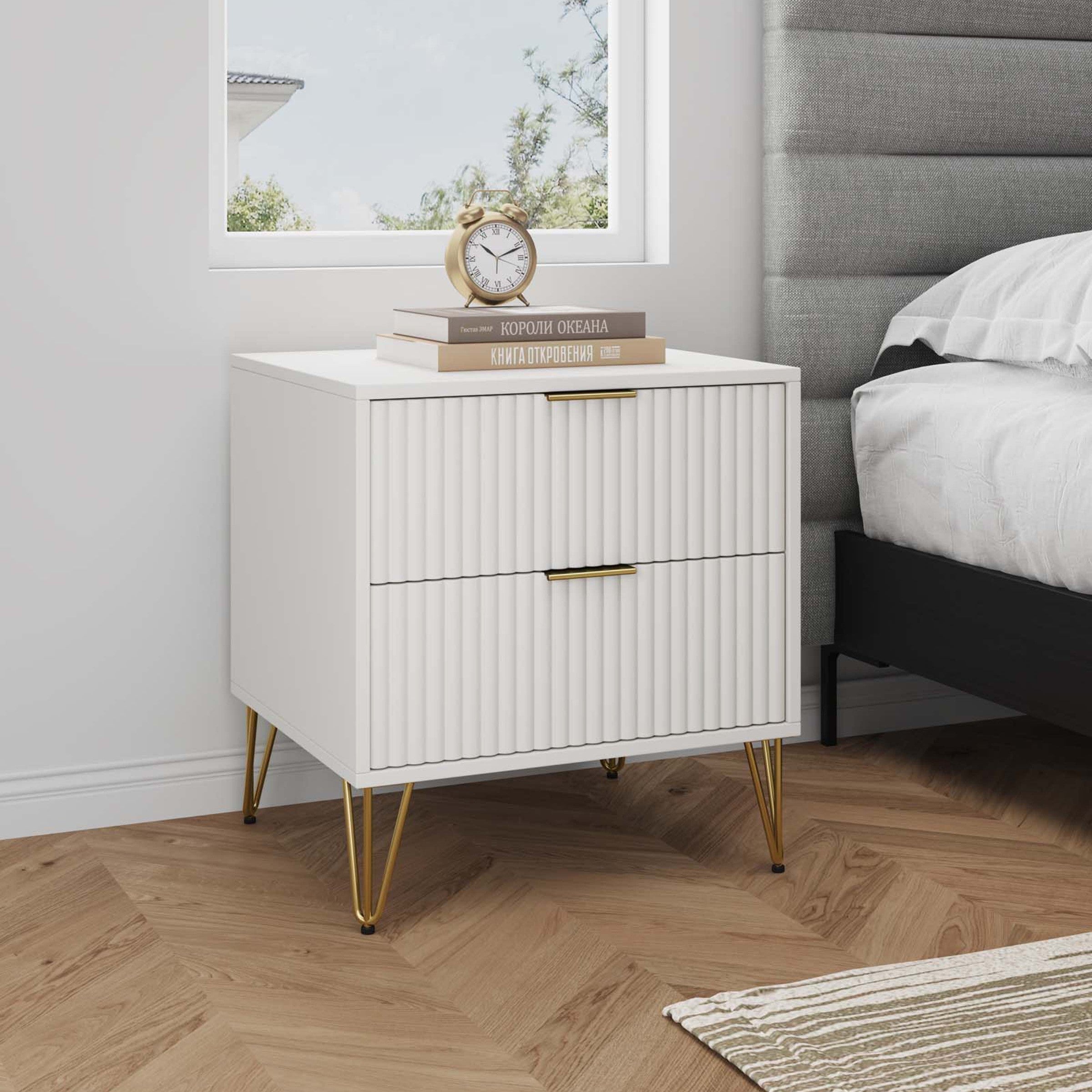 Dumbo 2.0 Modern White Nightstand | Stylish Bedside Storage | MidinMod