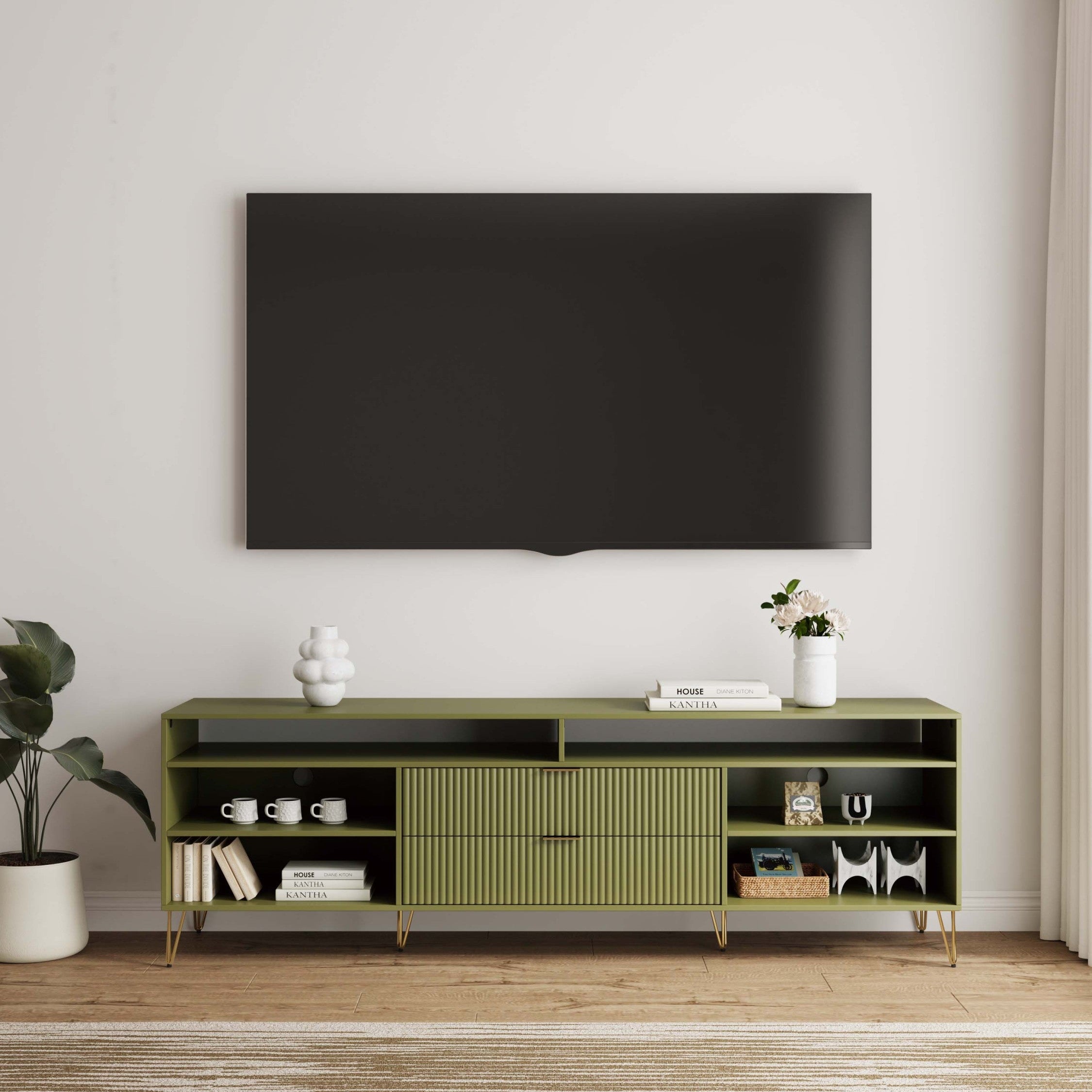 Dumbo 85-Inch Olive Green TV Stand | Sleek Modern Media Center | MidinMod