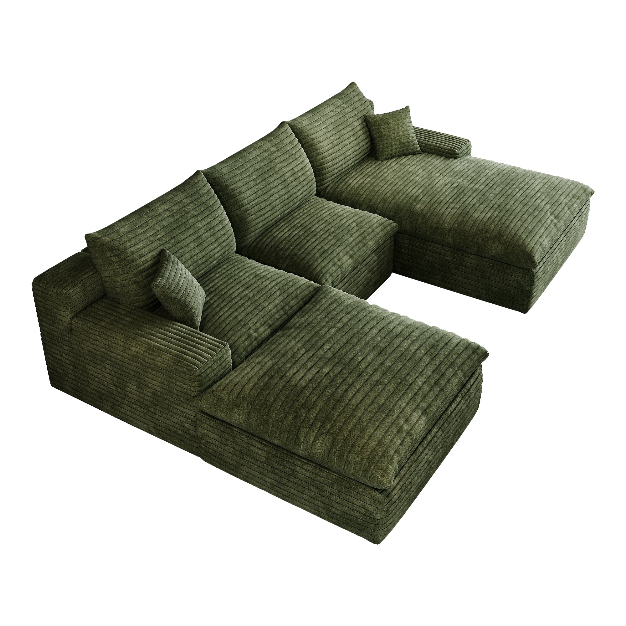 Dalia Modern Green 4-Seat Modular Fabric Sofa - MidinMod