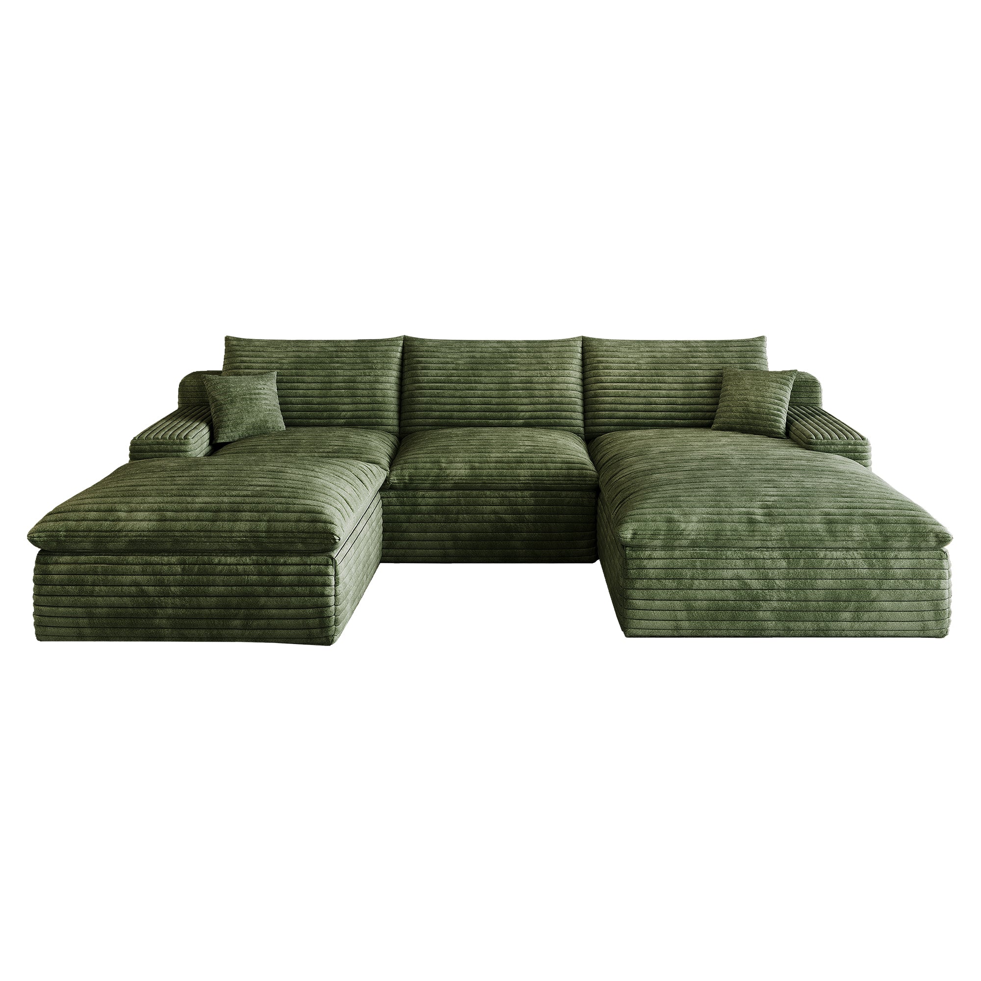Dalia Modern Green 4-Seat Modular Fabric Sofa - MidinMod