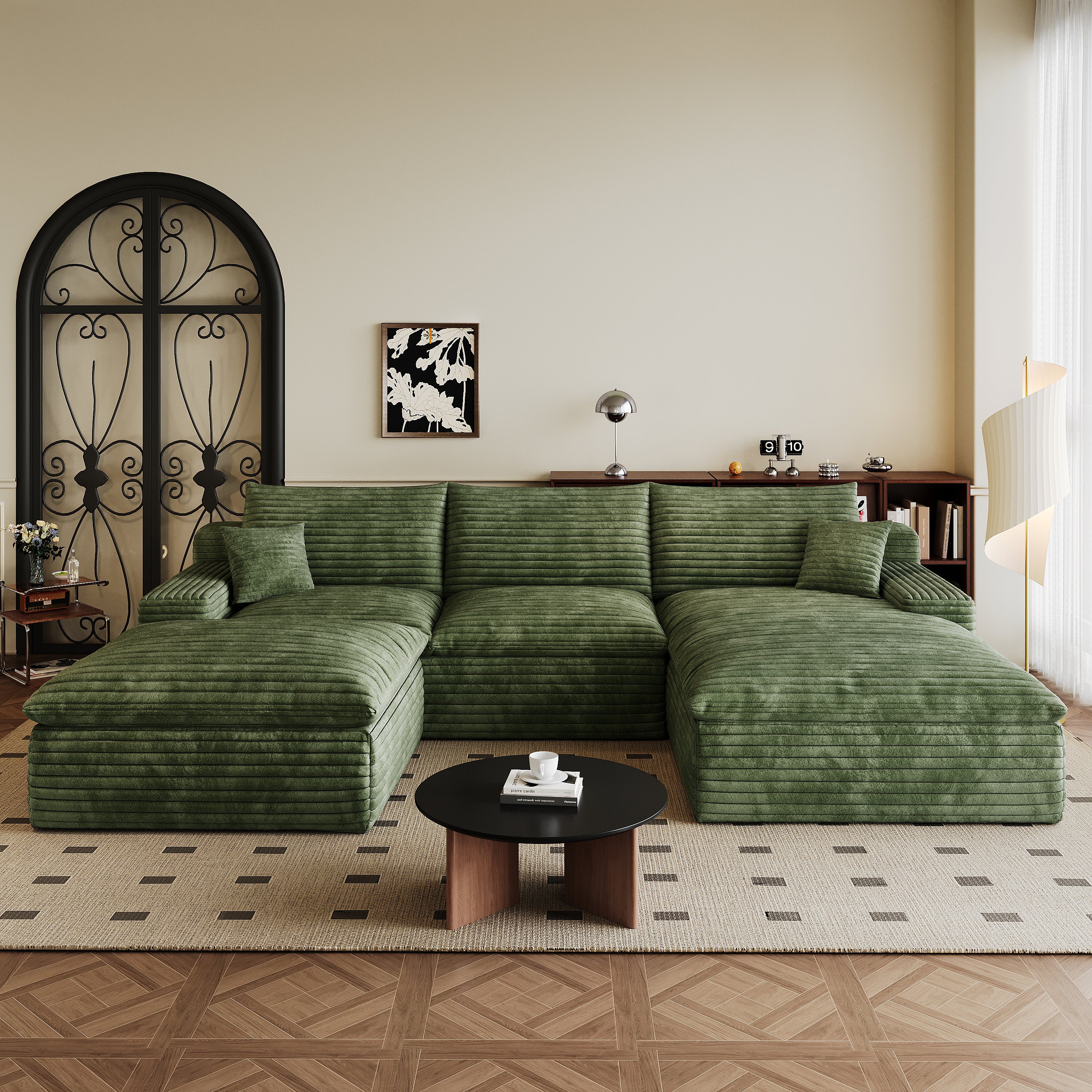 Dalia Modern Green 4-Seat Modular Fabric Sofa - MidinMod