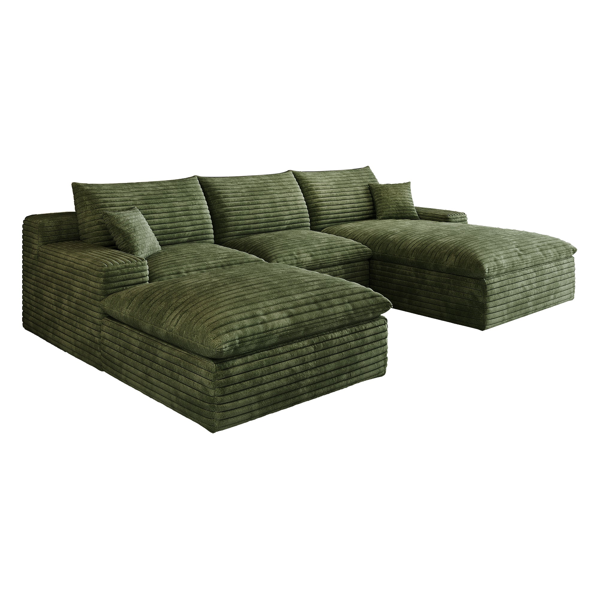 Dalia Modern Green 4-Seat Modular Fabric Sofa - MidinMod