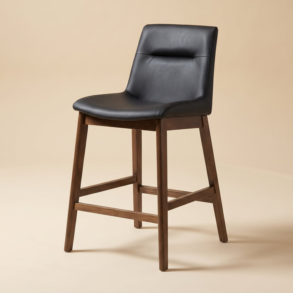 Danilo Black Leather Counter Stool - Set of 2