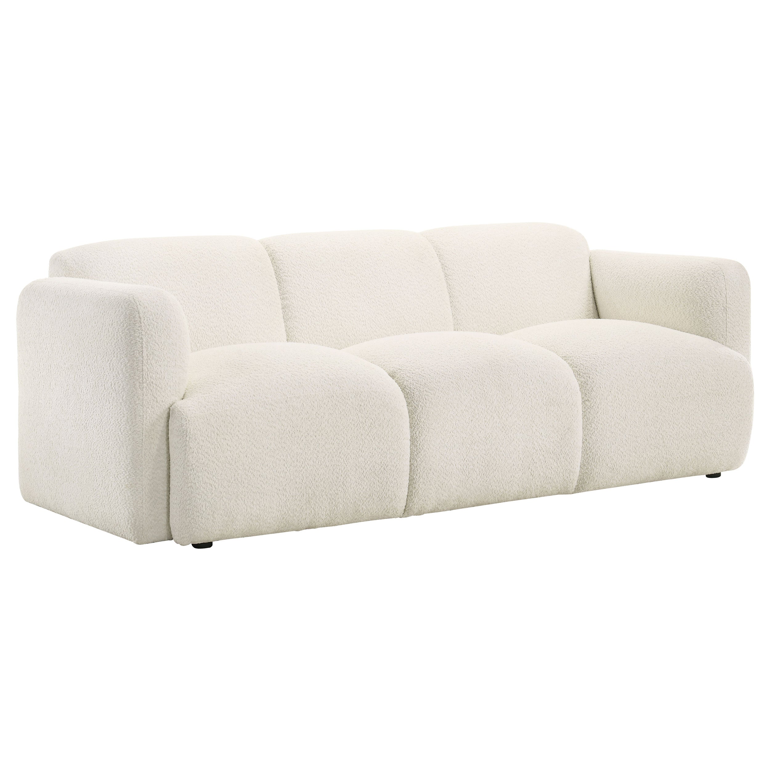 Dorset Sculptural Round Track Arm Sofa in Textured White Fabric