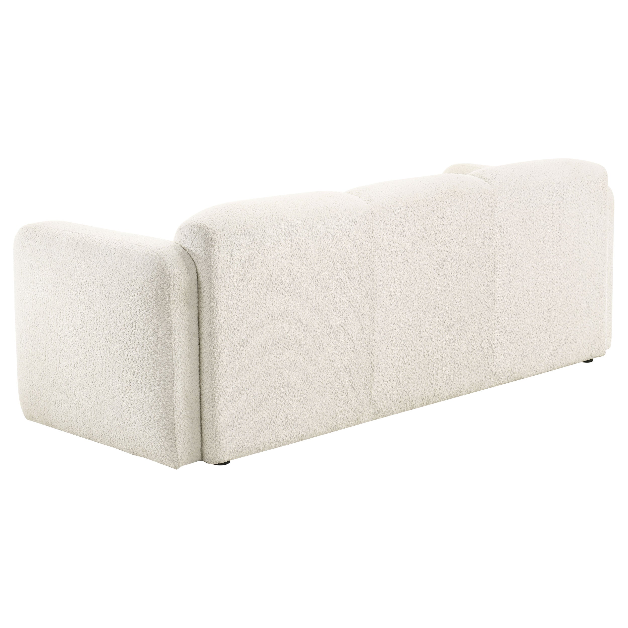 Dorset Sculptural Round Track Arm Sofa in Textured White Fabric