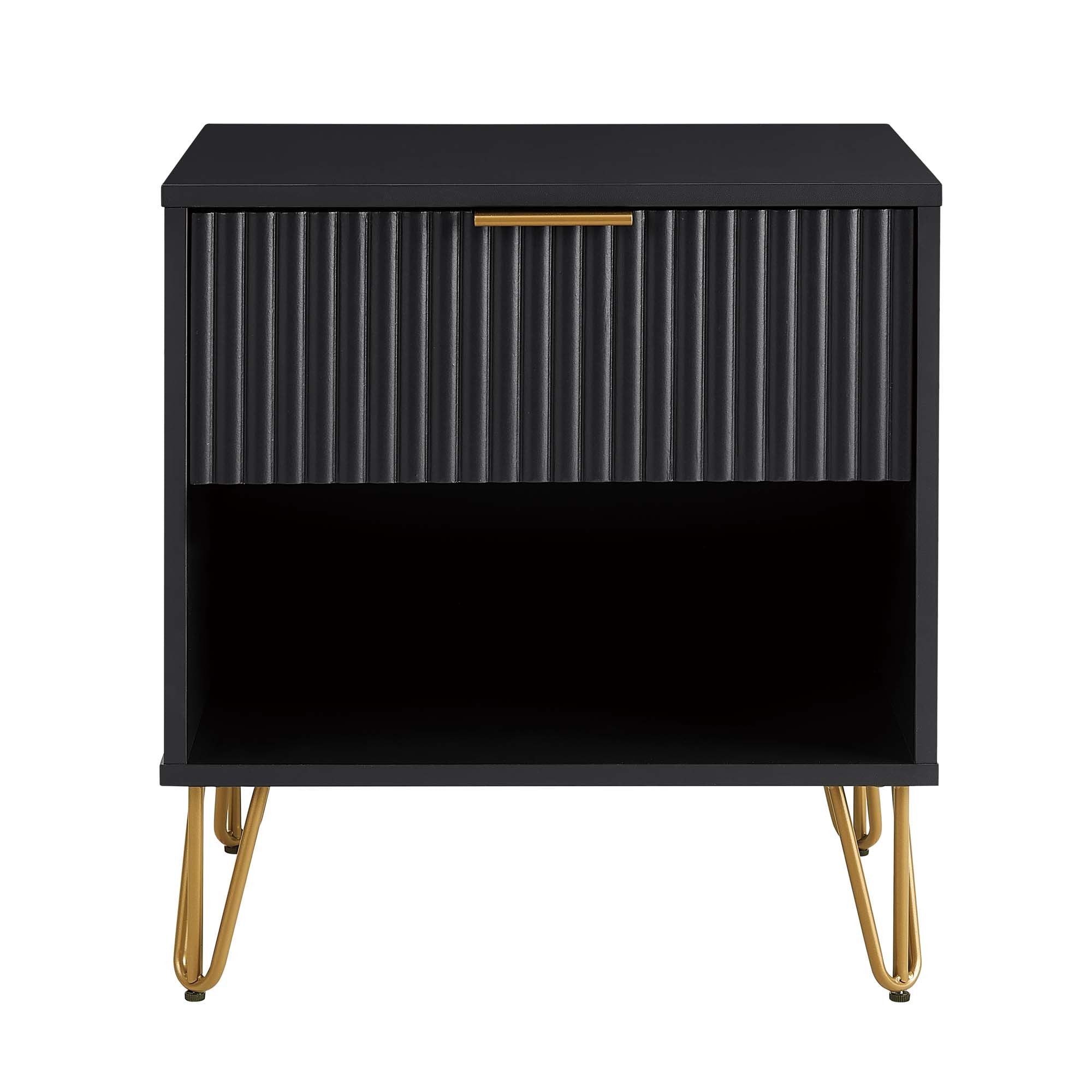 Dumbo Modern Black 1-Drawer Nightstand | Sleek Bedside Storage | MidinMod