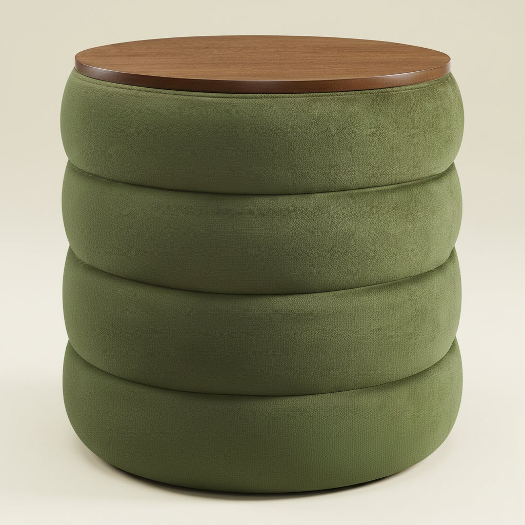 Mezzo Round Performance Velvet Storage Ottoman by Modway