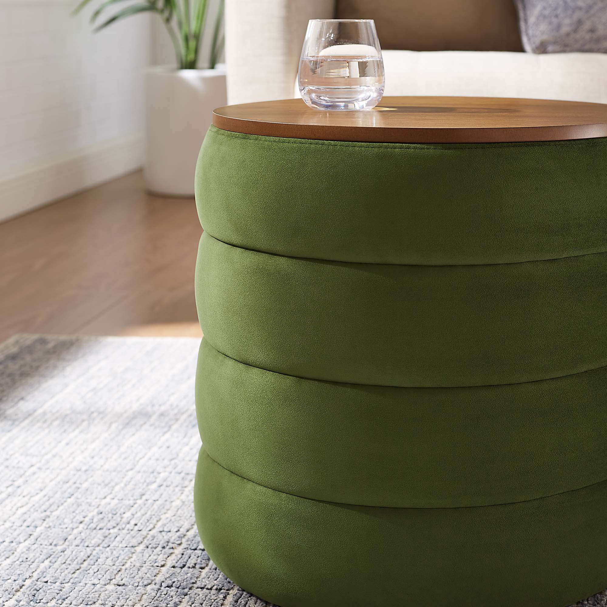 Mezzo Round Performance Velvet Storage Ottoman by Modway