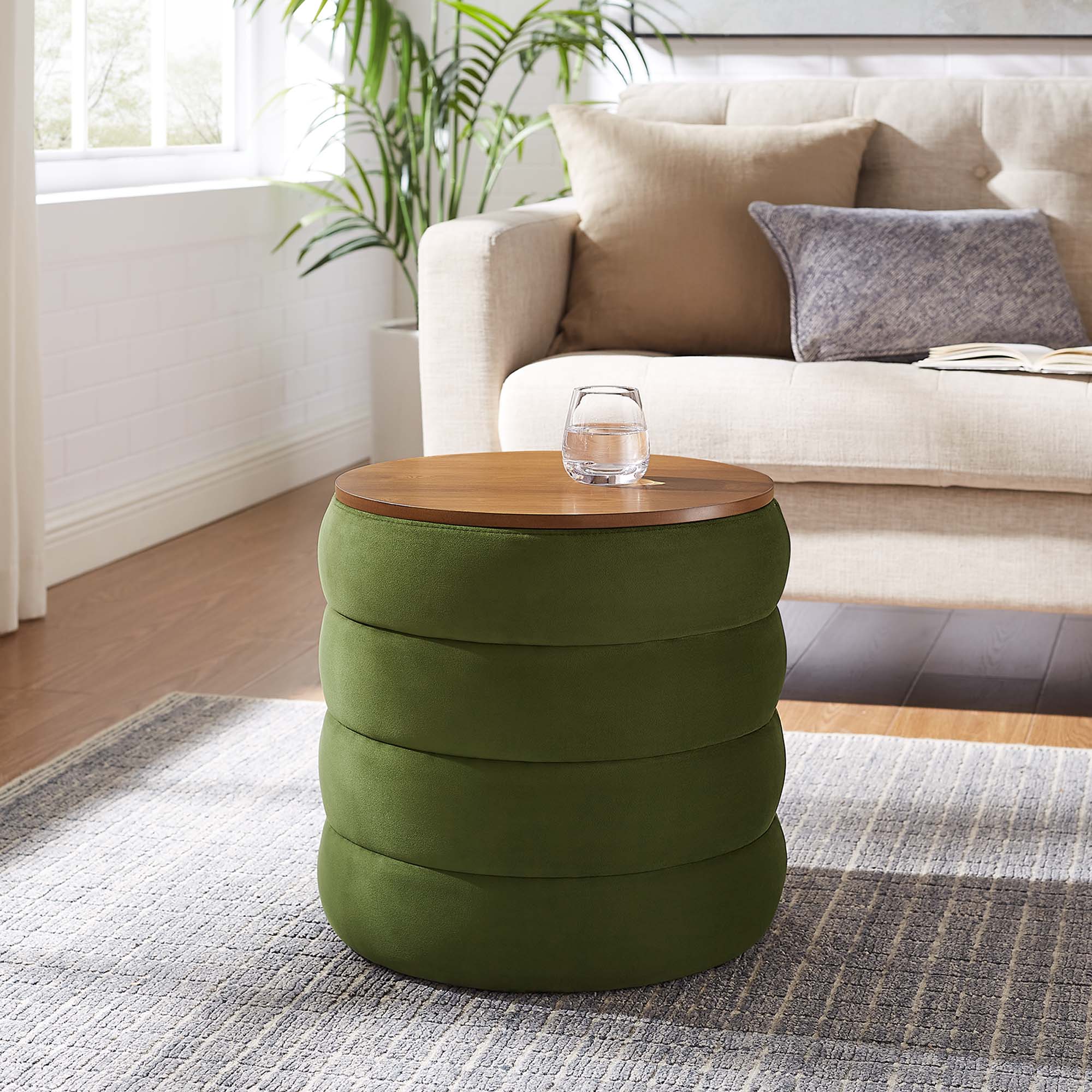 Mezzo Round Performance Velvet Storage Ottoman by Modway