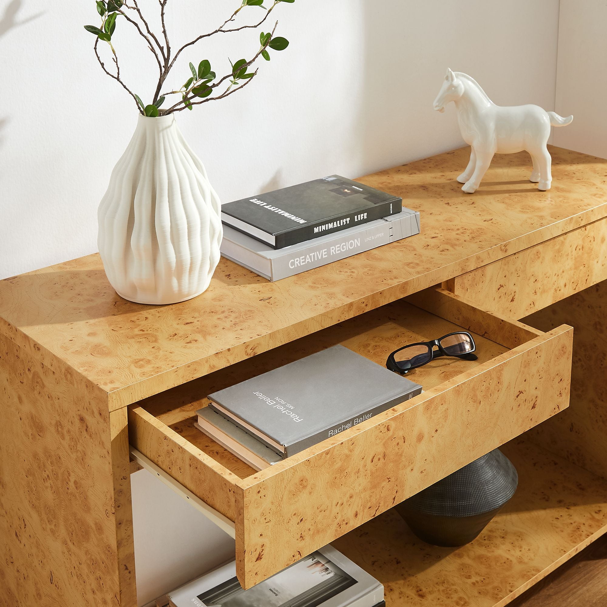 Hudson 2-Drawer Burl Wood Console Table by Modway