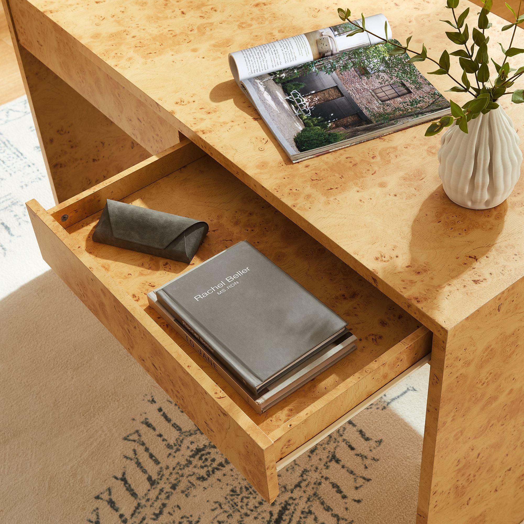 Hudson 2-Drawer Burl Wood Desk by Modway
