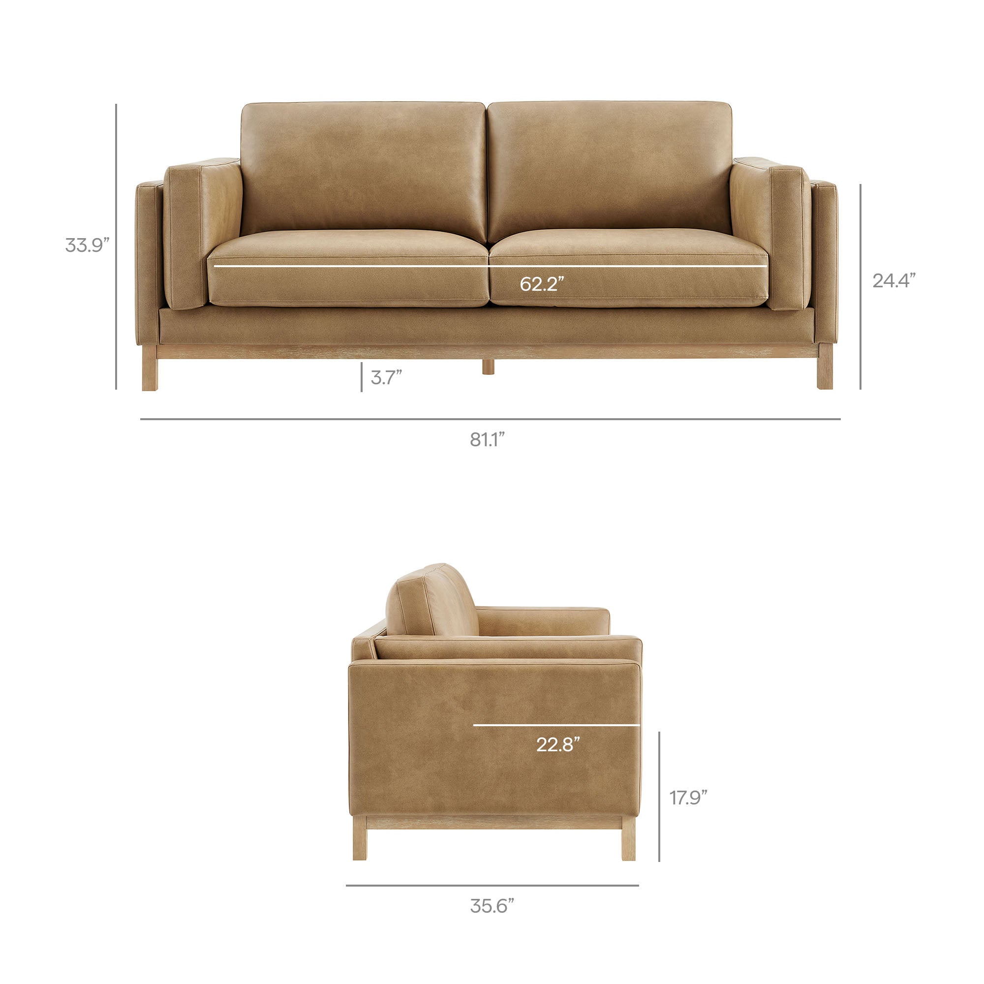 Roscoe 81 inch Vegan Leather Sofa by Modway