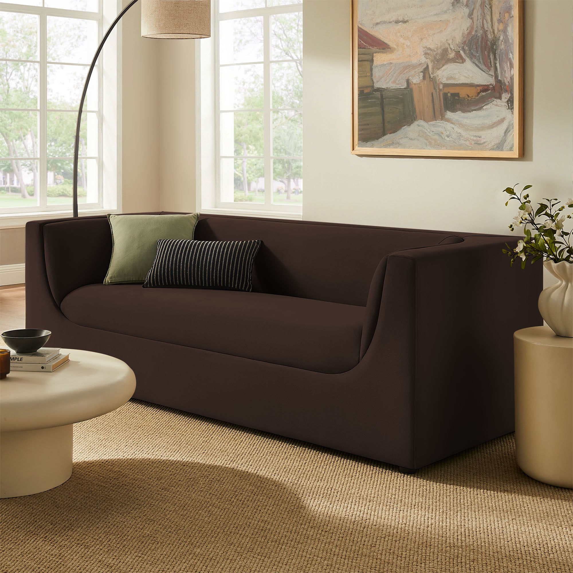 Hilda 86" Curved Back Performance Velvet Sofa by Modway