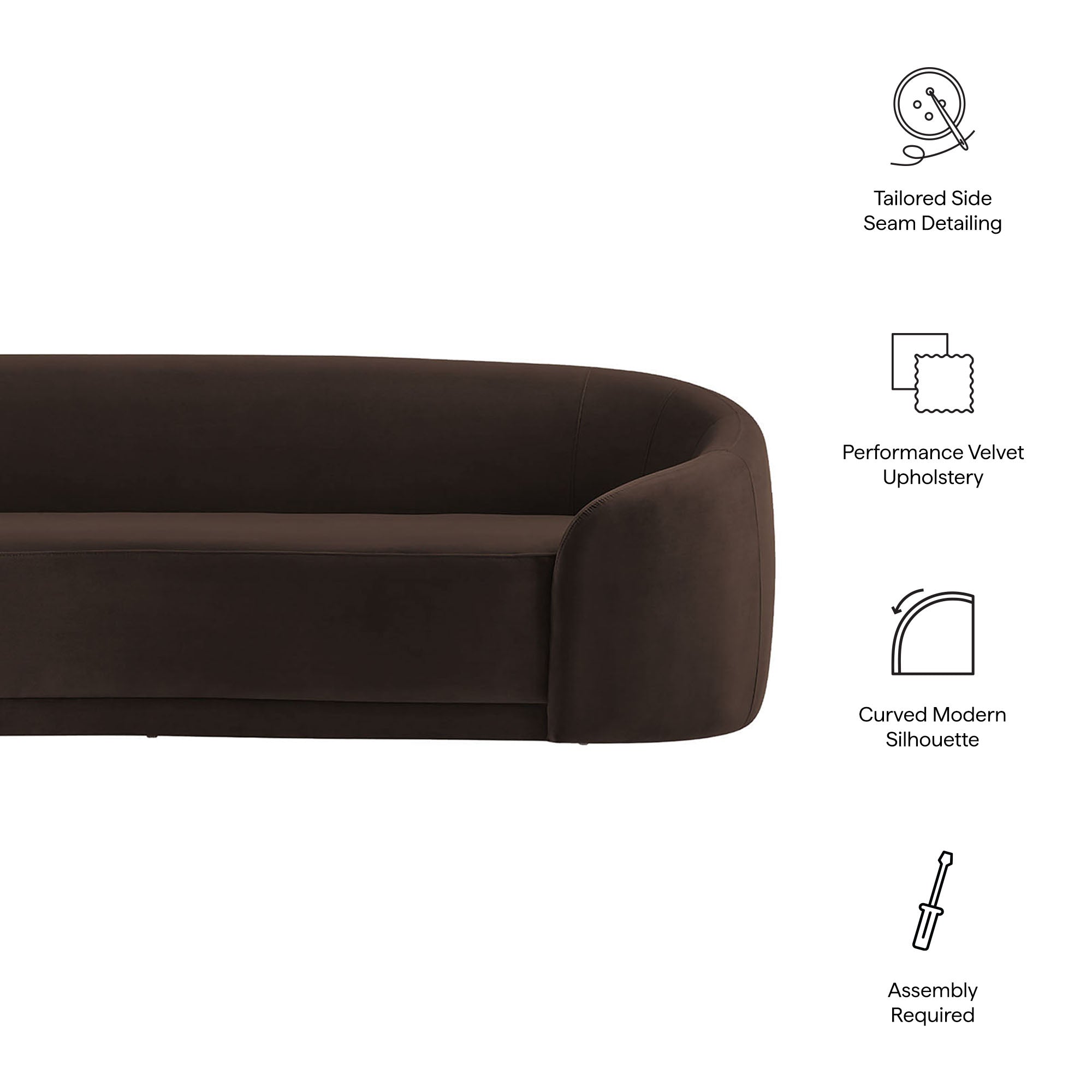 Contessa Curved Performance Velvet Sofa by Modway