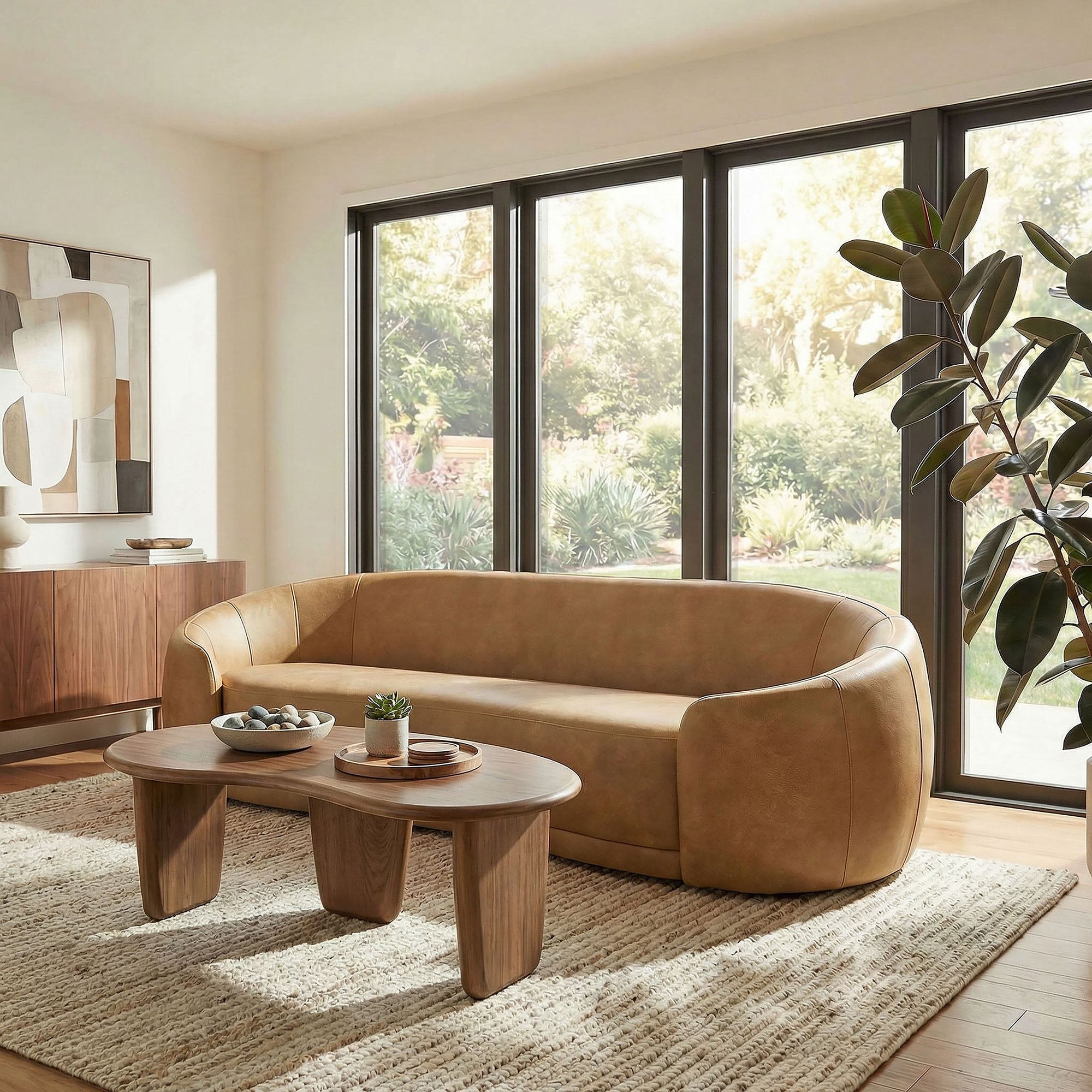 Contessa Curved Vegan Leather Sofa by Modway