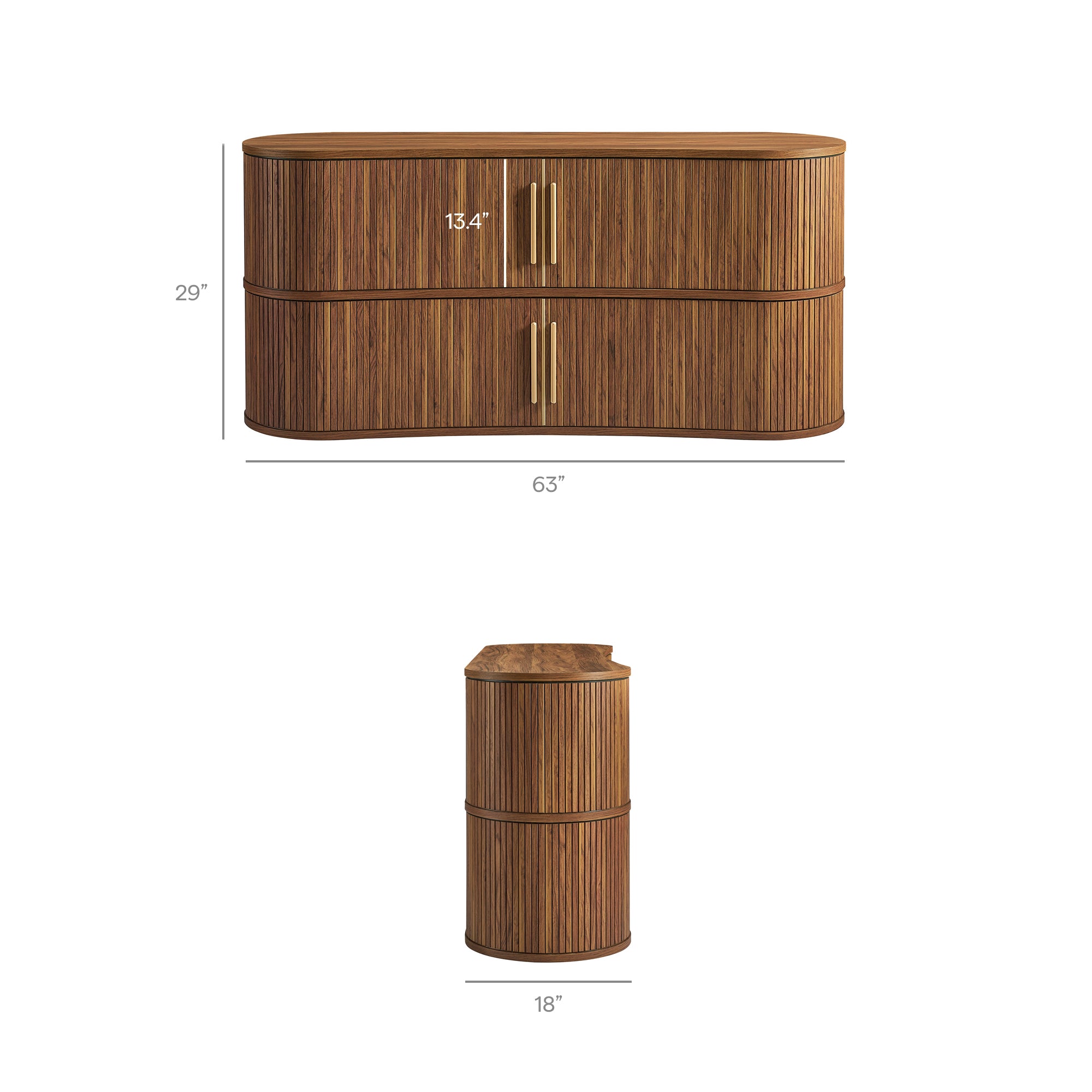 Radcliffe 63" Curved Fluted Sideboard Buffet Cabinet by Modway