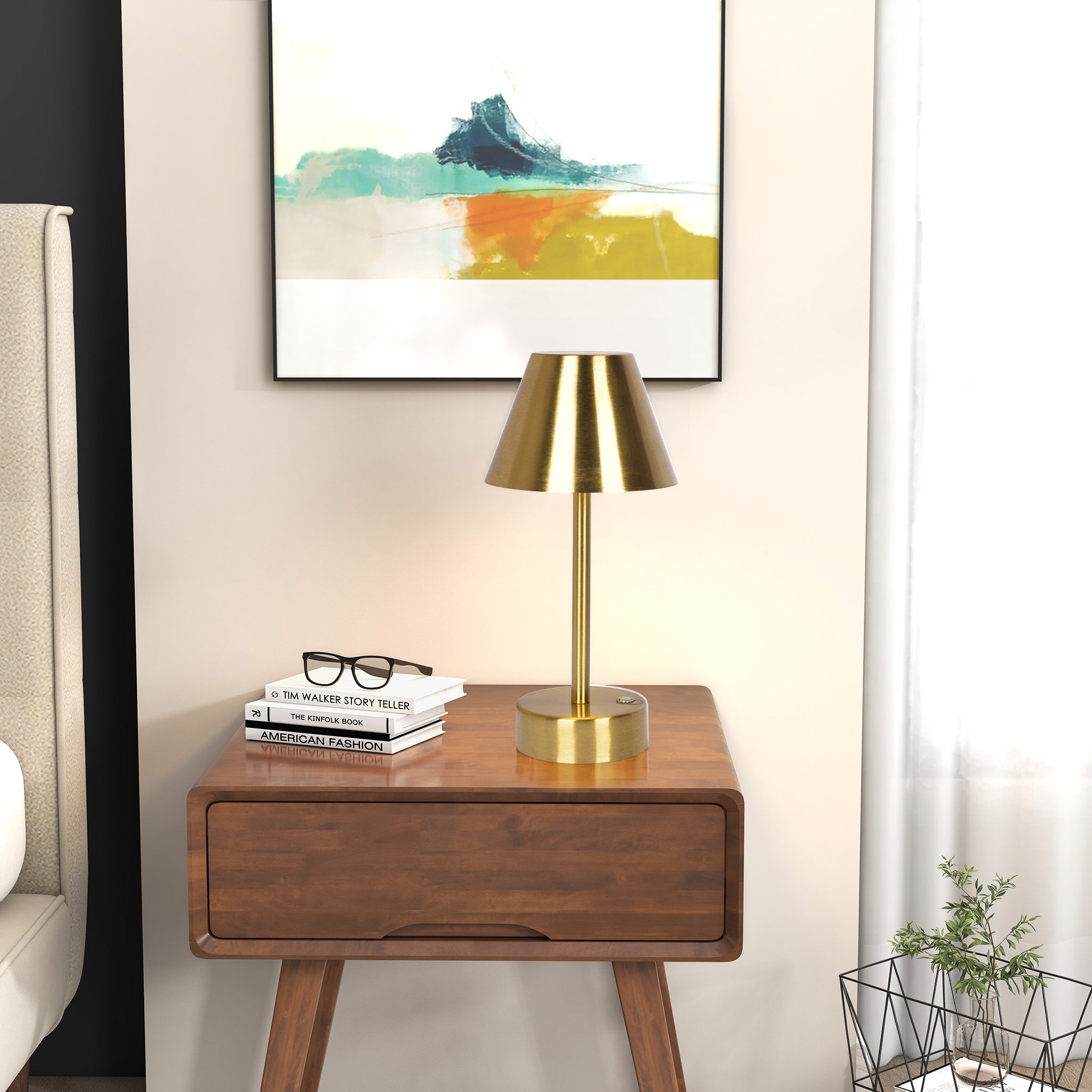 Elegance Rechargeable LED Table Lamp Plated Brass LED Touch Switch - MidinMod