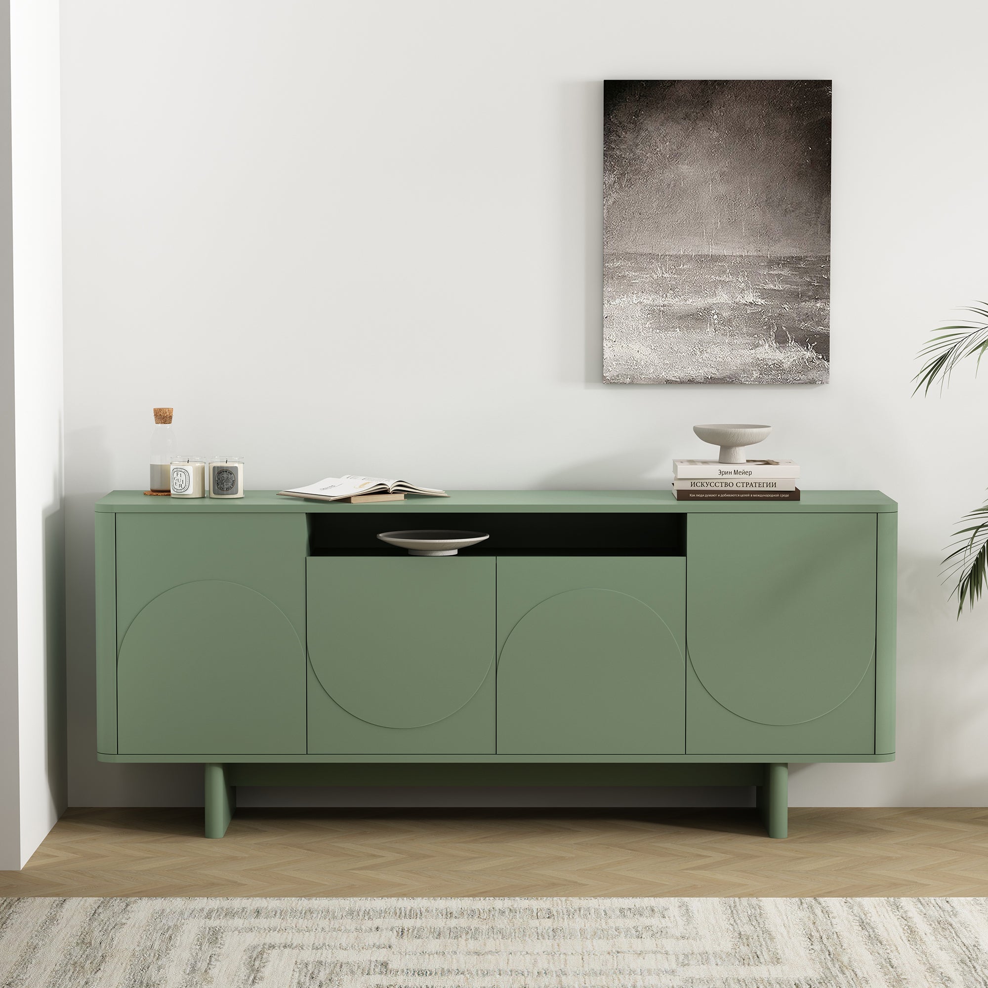 Ella 71" Sage Green Sideboard | Modern Wood Buffet & Storage Cabinet | MidinMod