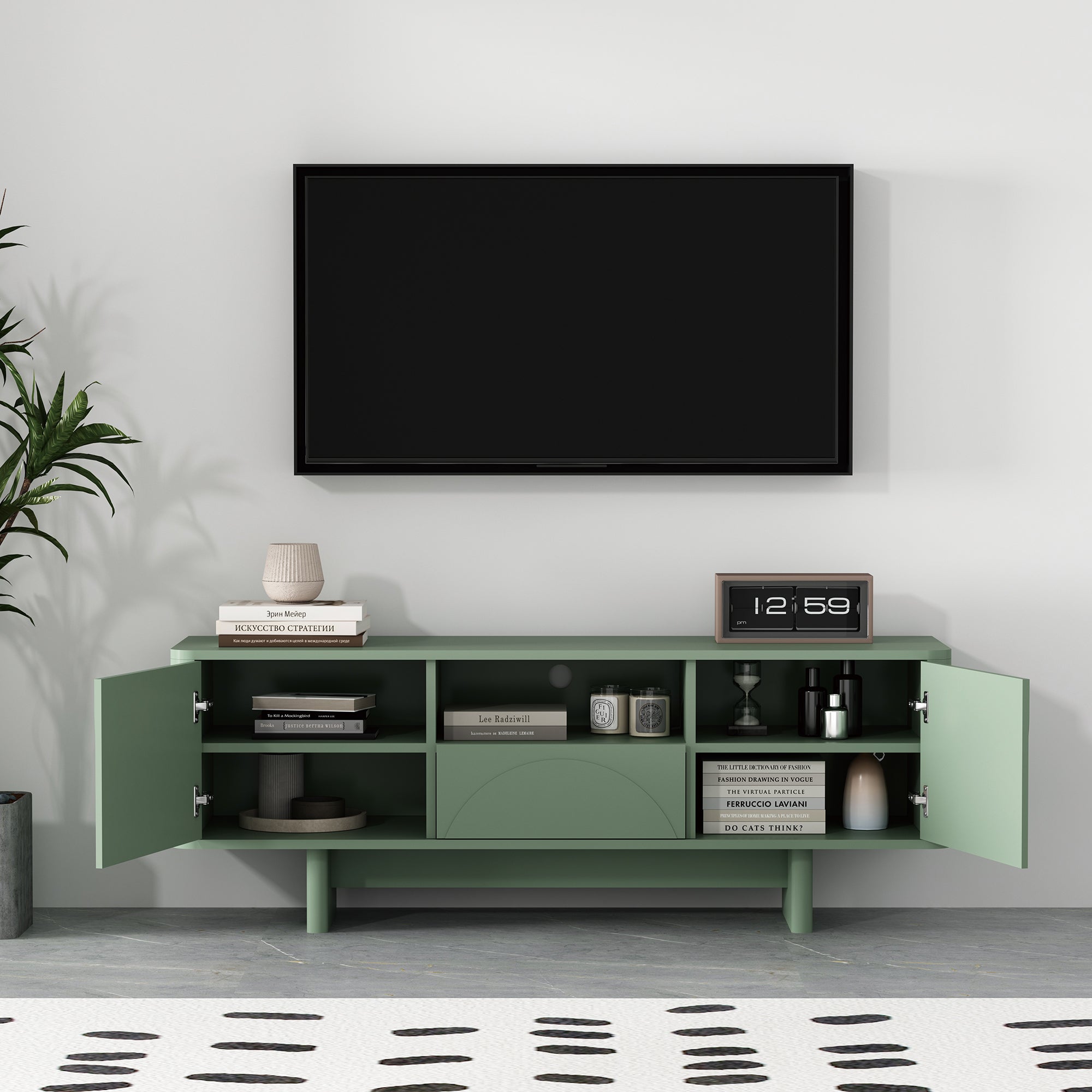 Ella 59-Inch Sage Green TV Stand | Sleek Modern Media Console | MidinMod
