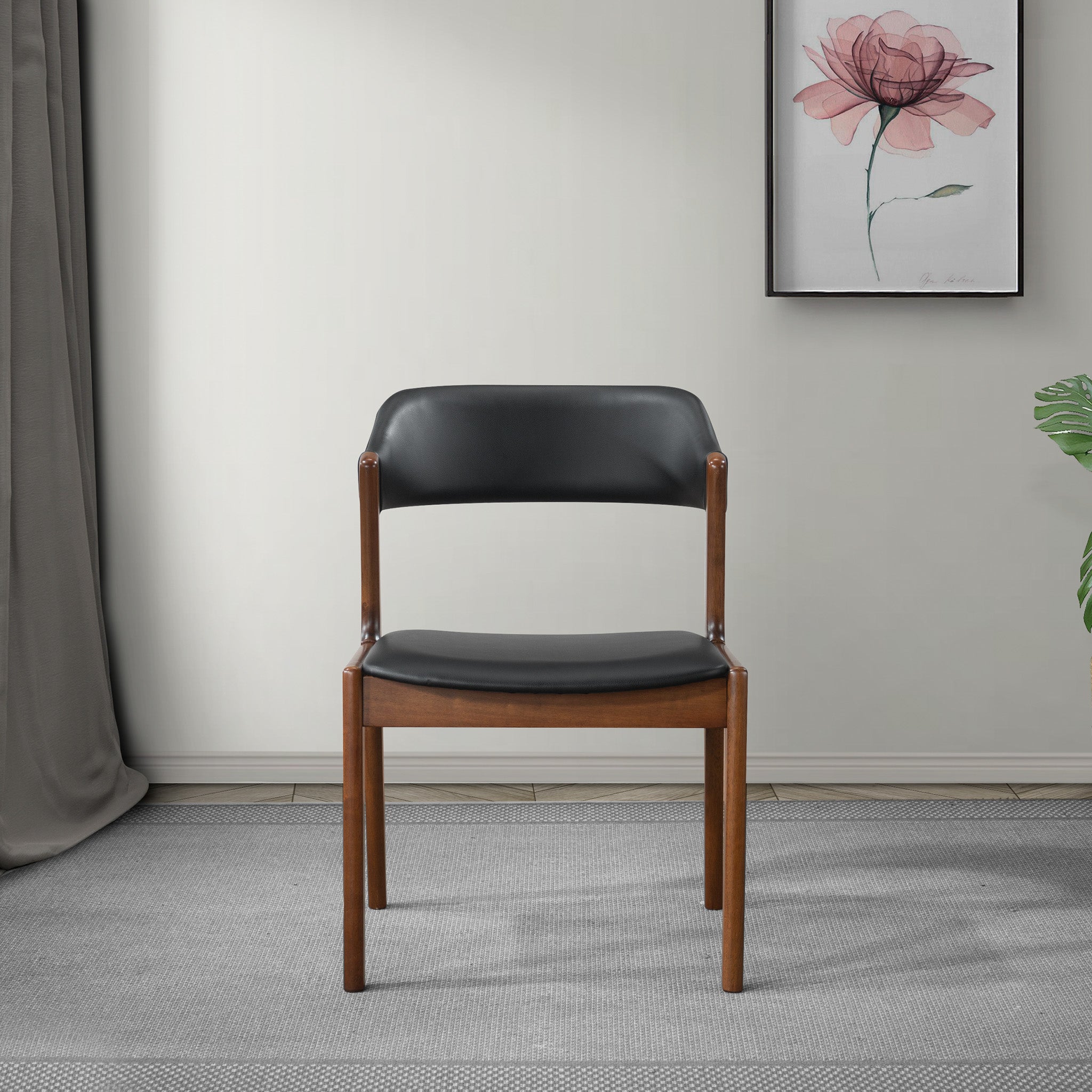 Elsa Black Leather Dining Chair Set of 2 - MidinMod