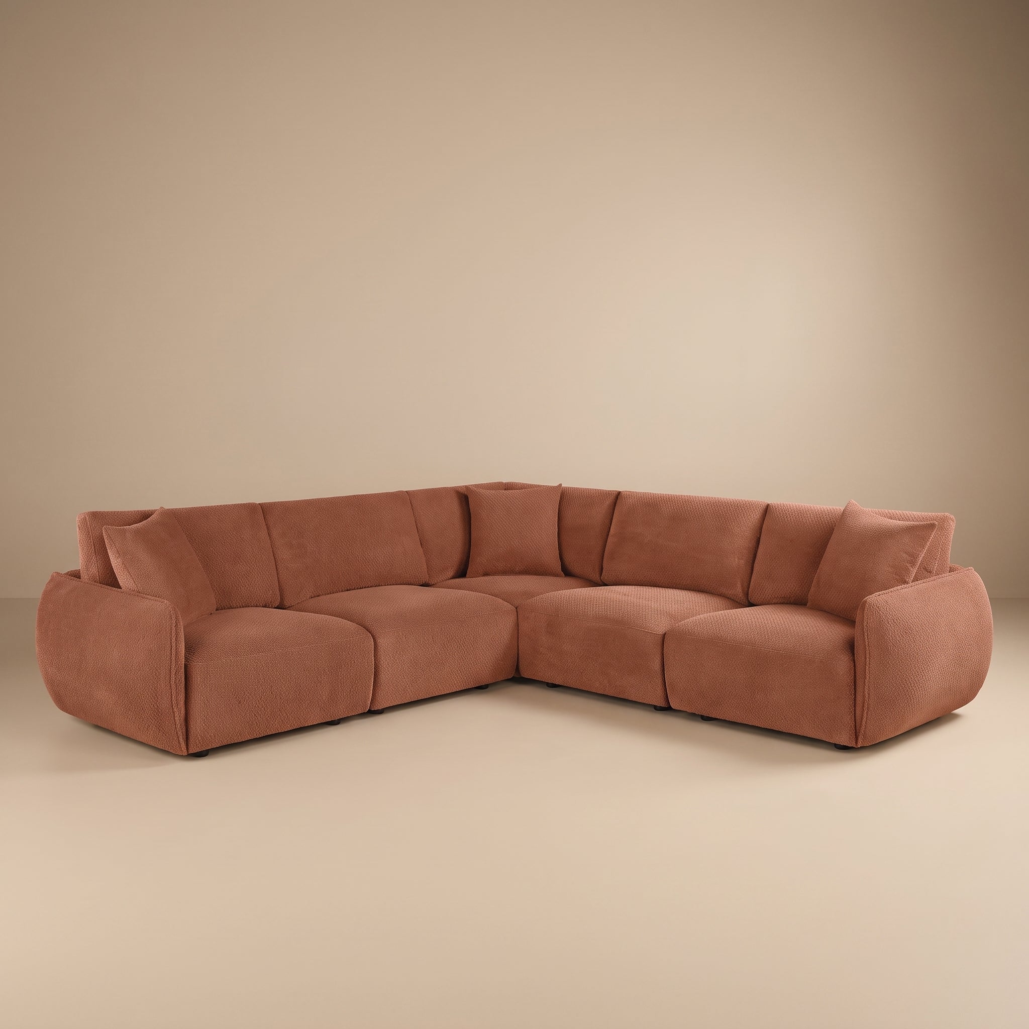 Elysia 5-piece Chenille Upholstered Modular Sectional Sofa Coral