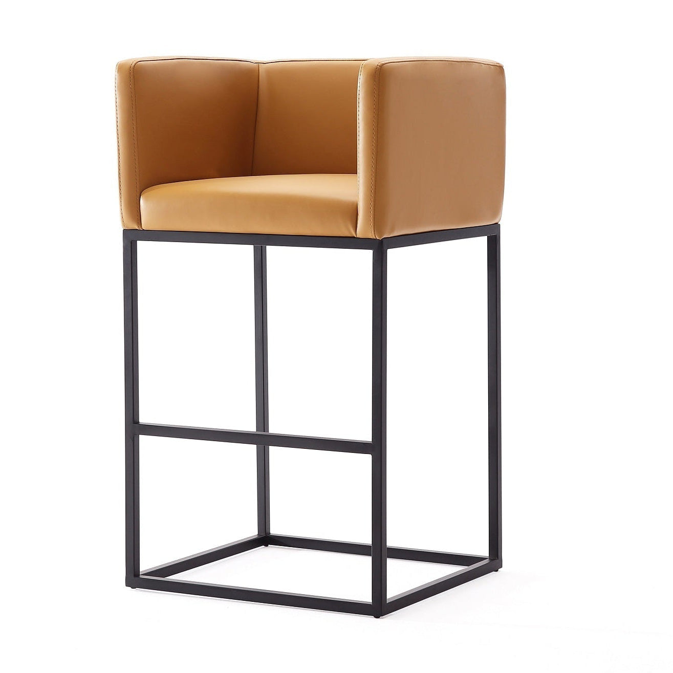 Embassy Upholstered Counter Stool with Backrest - Camel | MidinMod