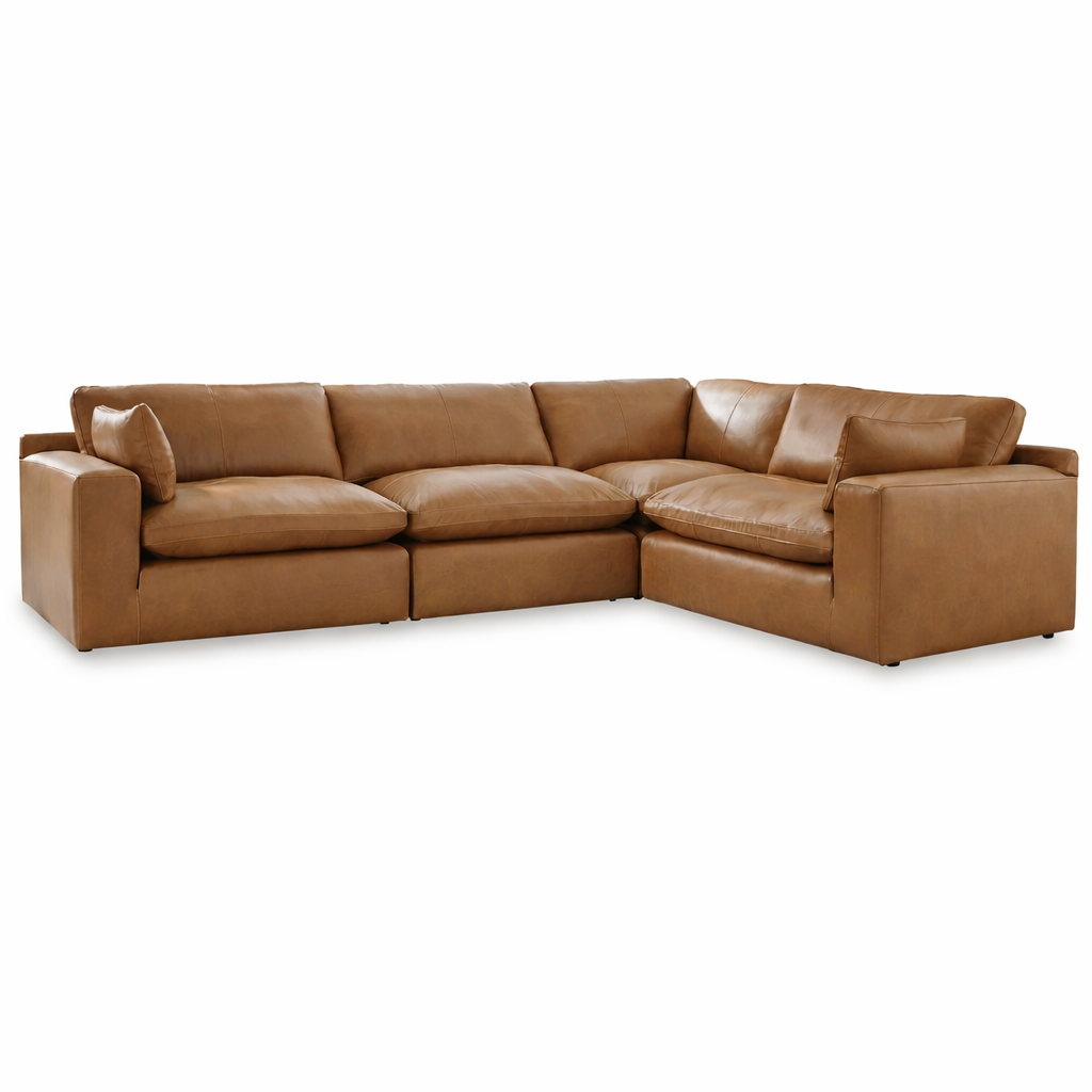 Emilia Caramel Leather 4-Piece Modular Sectional | Urban Sophistication | MidinMod