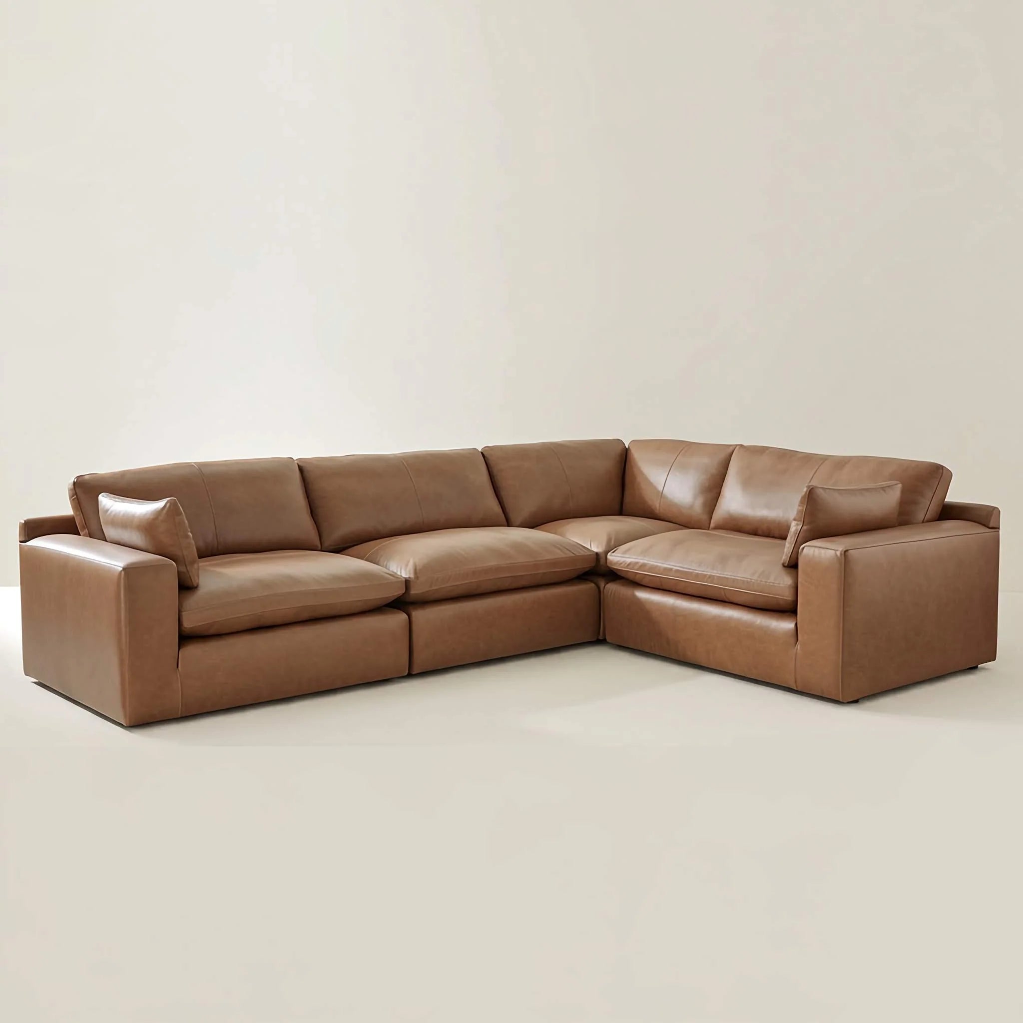 Emilia Caramel Leather 4-Piece Modular Sectional Sofa