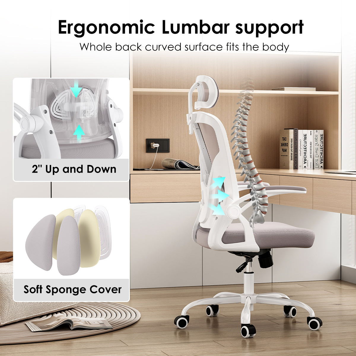 Farini Ergonomic Mesh Office Chair with Adjustable Headrest and Lumbar Support - MidinMod
