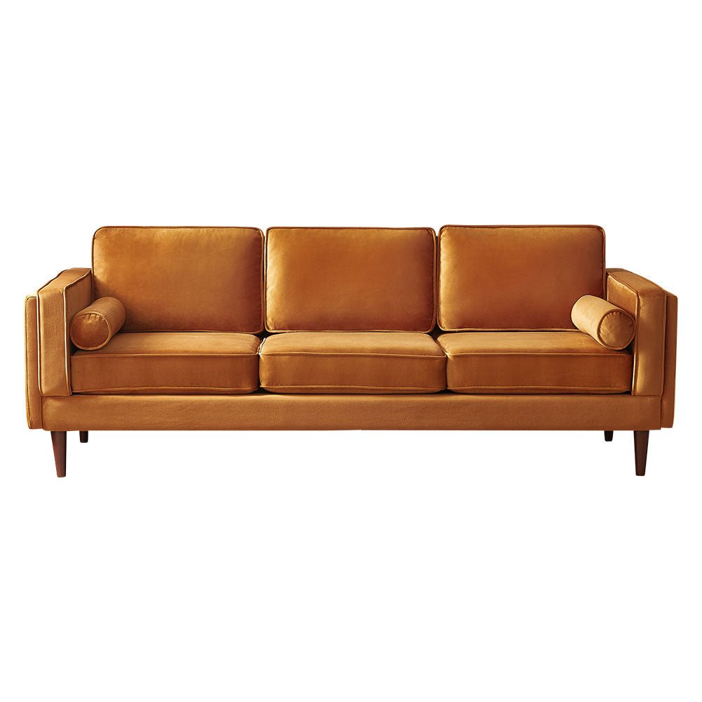 Fordham Burnt Orange Velvet Sofa - MidinMod
