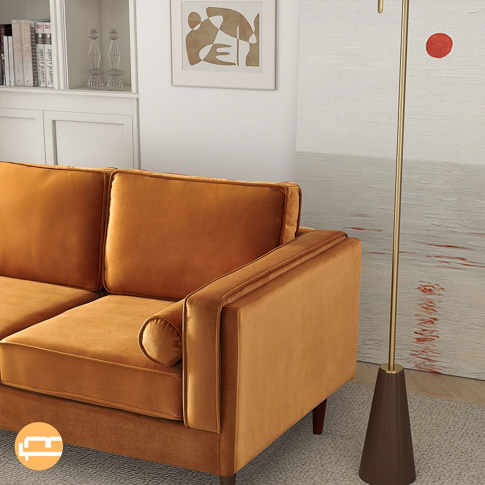 Fordham Burnt Orange Velvet Sofa - MidinMod