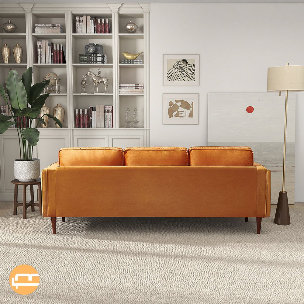 Fordham Burnt Orange Velvet Sofa - MidinMod